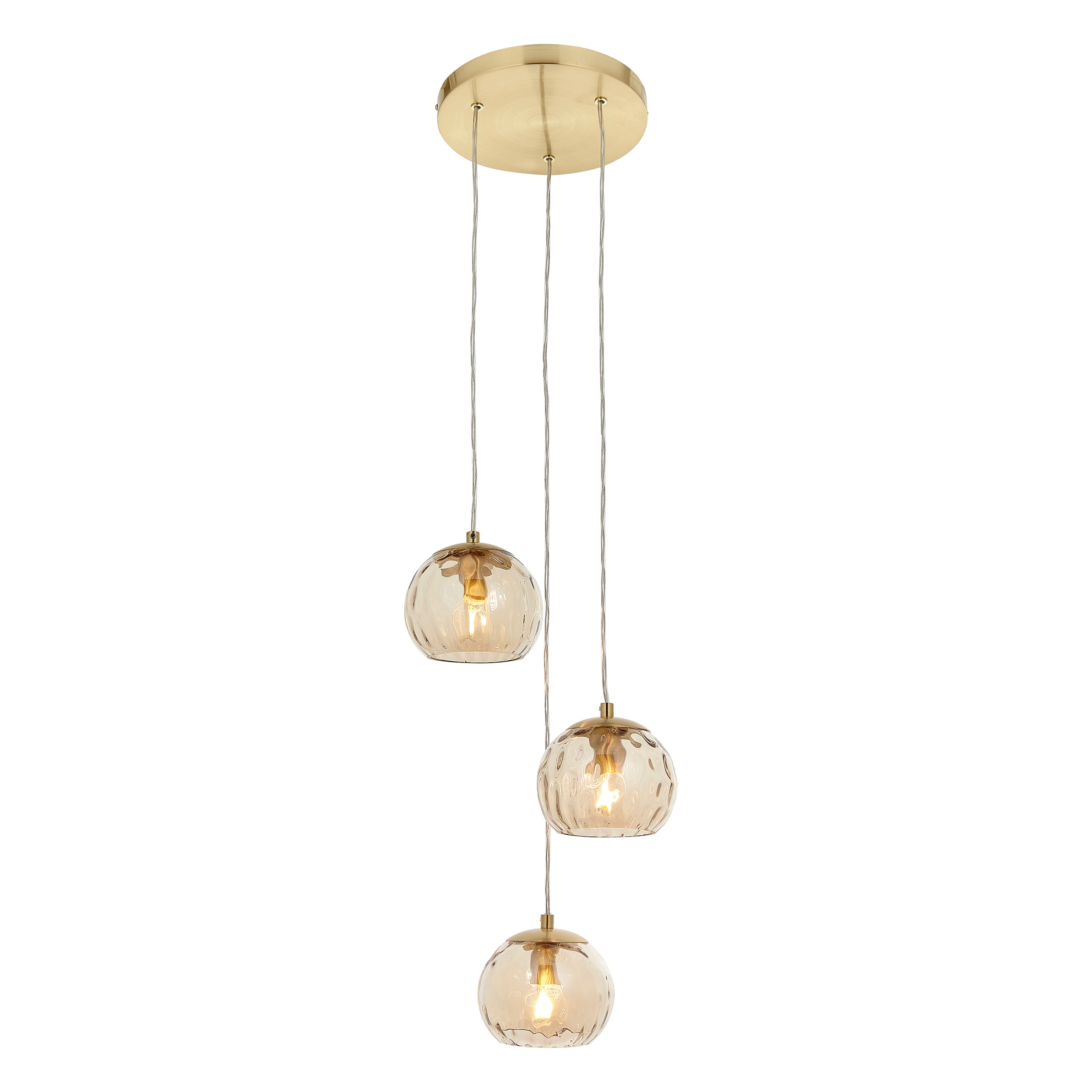Dimple 3 Pendant Light Satin Brass - Steel / Glass | Migo Interiors