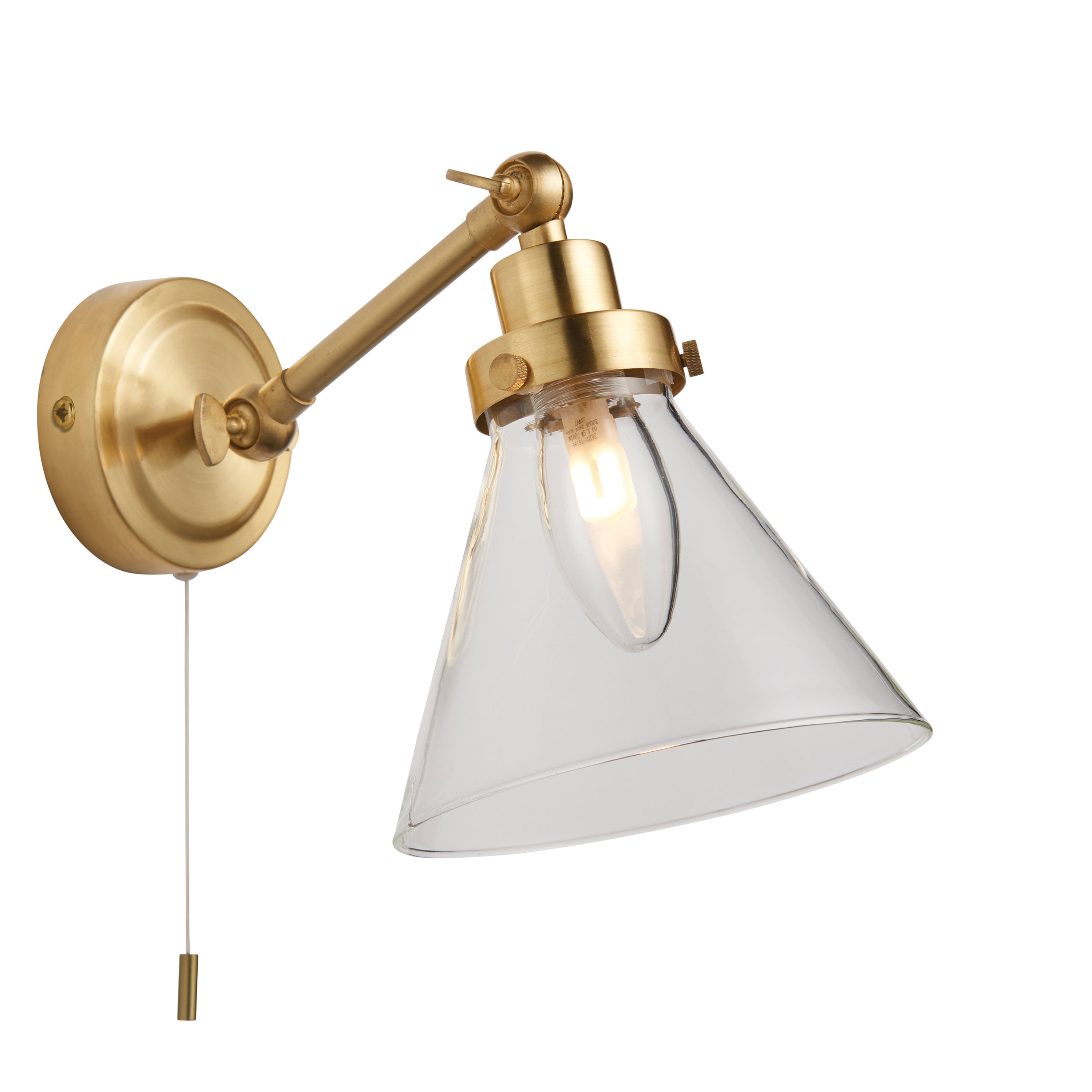 Faraday Bathroom 1 Wall Light Satin Brass - Steel / Glass | Migo Interiors