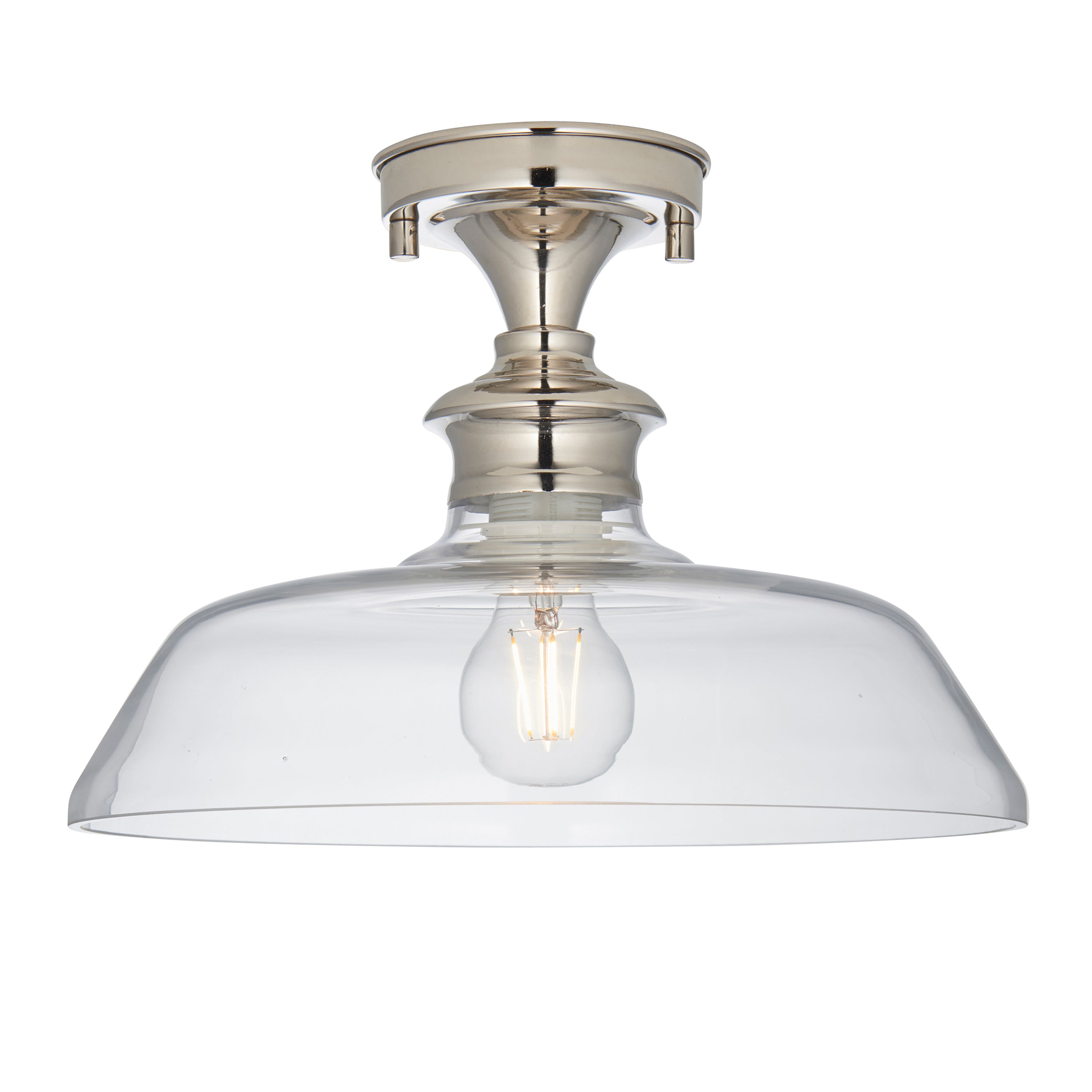 Barford 1 Ceiling Light Nickel/Clear - Steel / Glass | Migo Interiors
