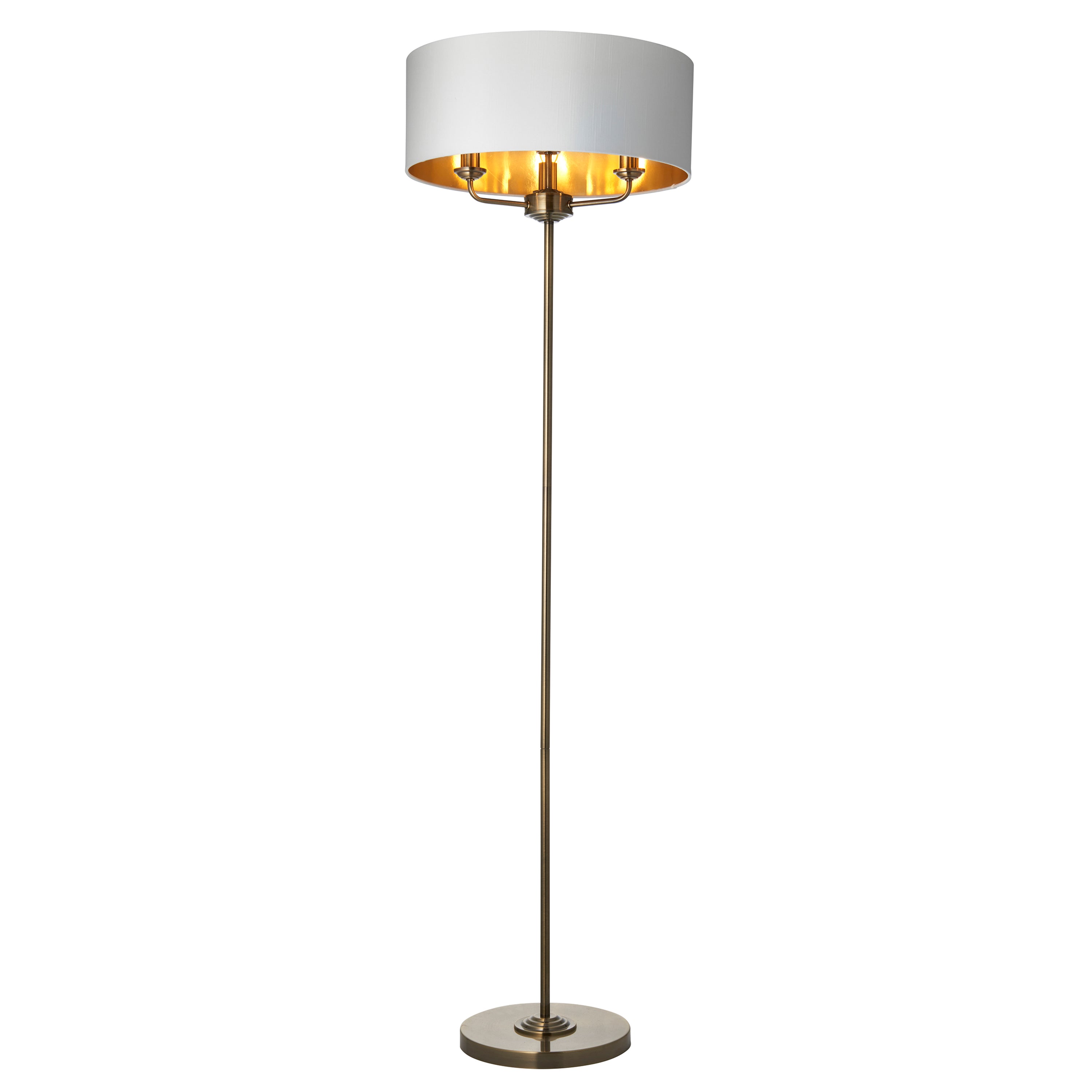 Highclere 3 Floor Light Antique Brass - Steel / Fabric | Migo Interiors