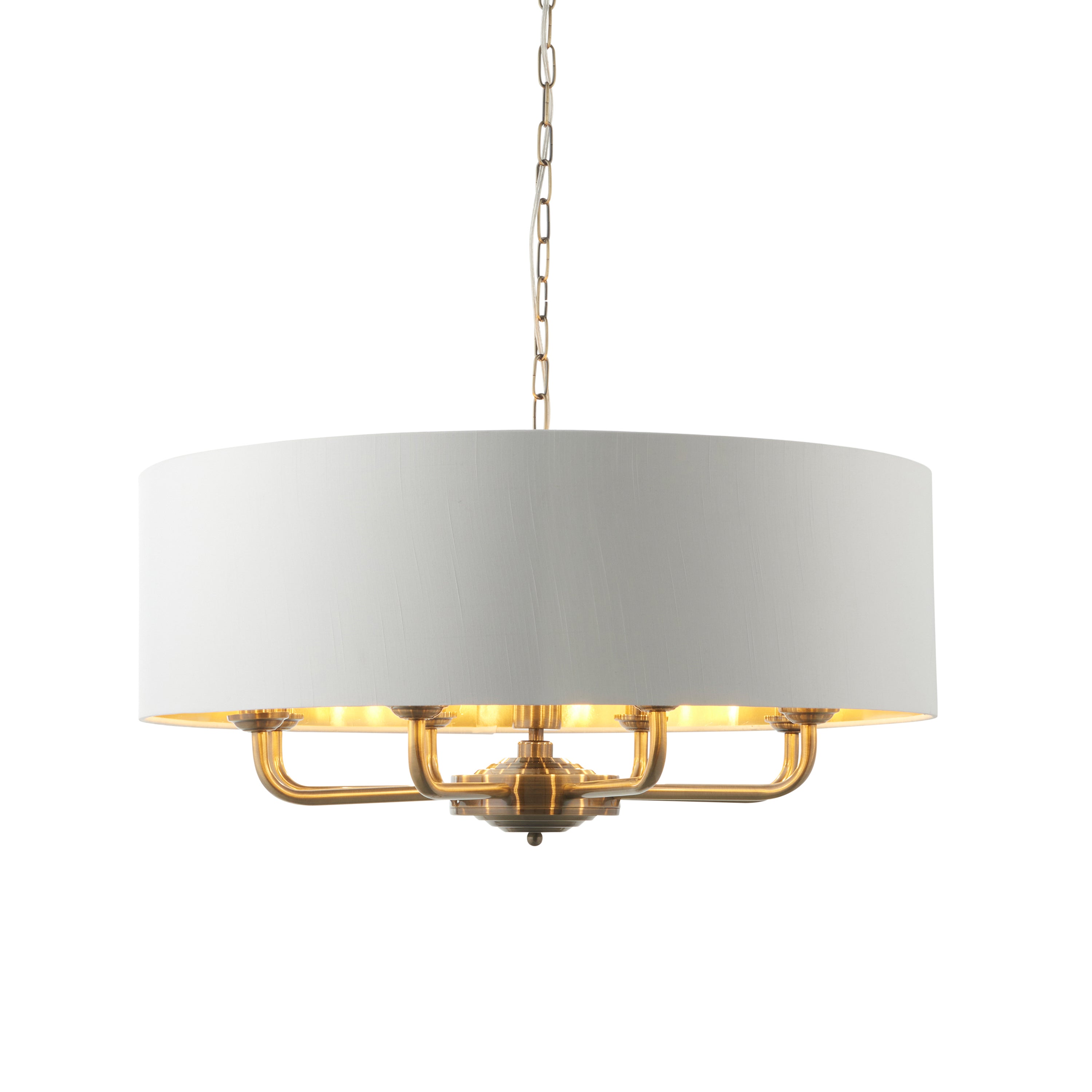 Highclere 8 Pendant Light Antique Brass 550-1730mm - Steel / Fabric | Migo Interiors
