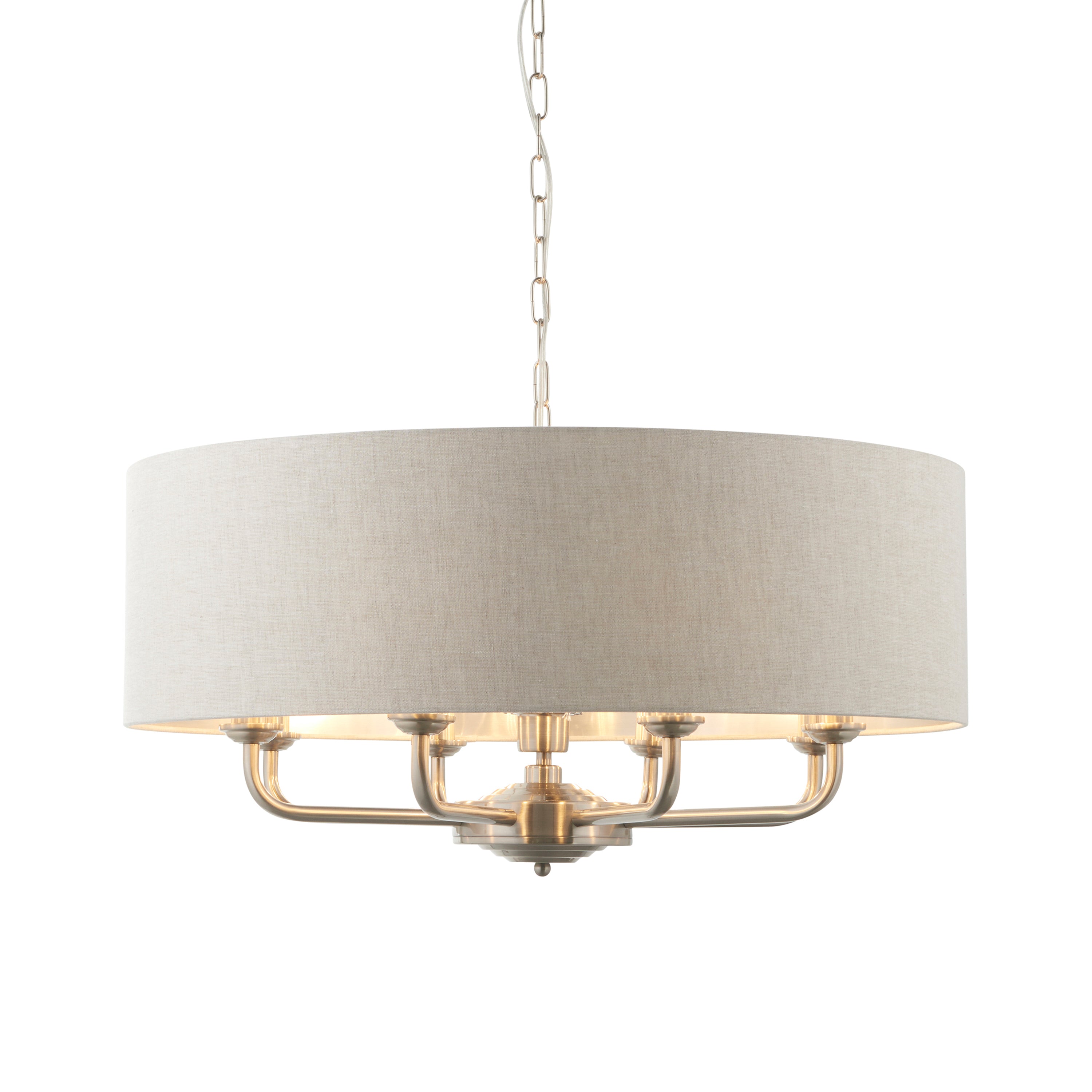 Highclere 8 Pendant Light Chrome 550-1730mm - Steel / Fabric | Migo Interiors