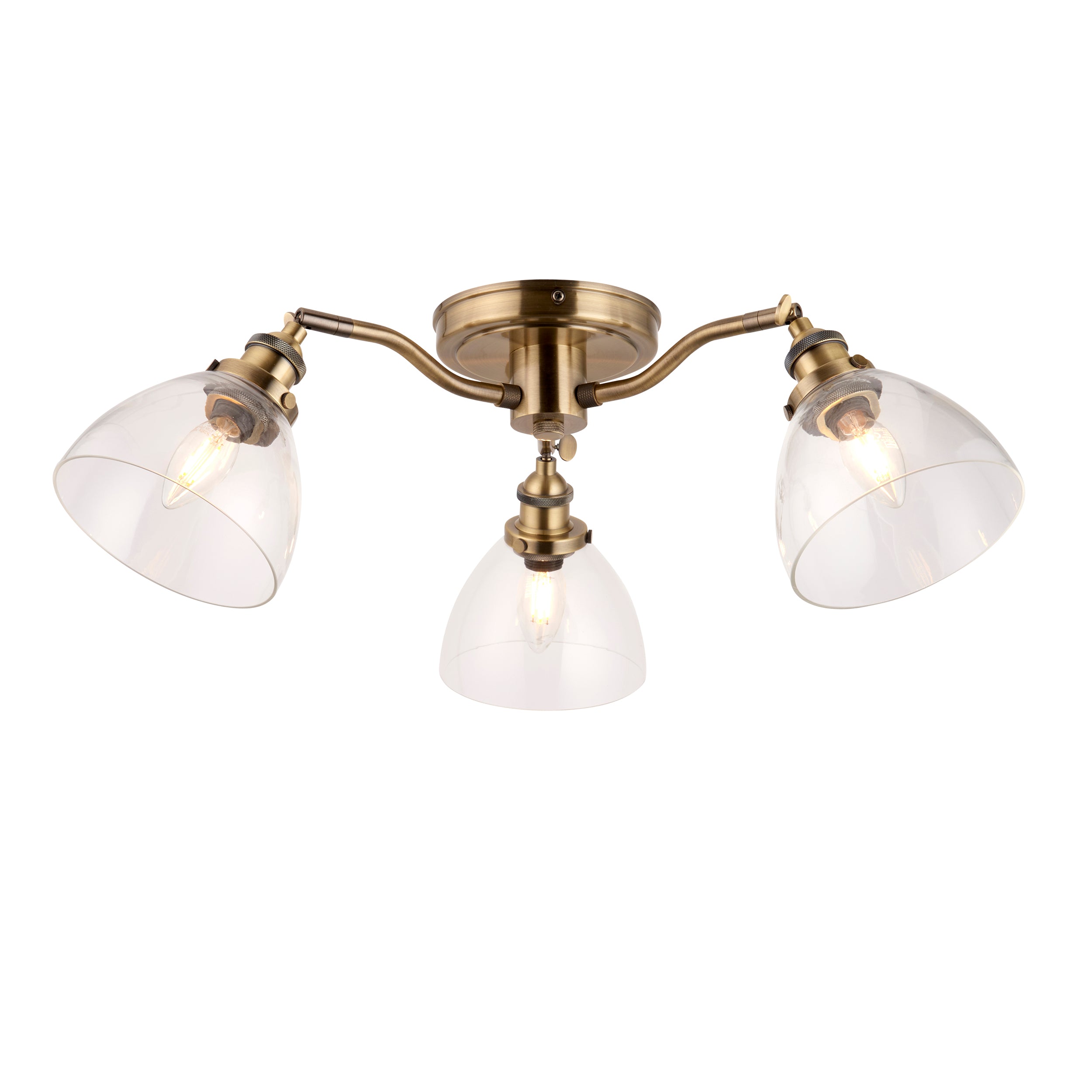 Hansen 3 Ceiling Light Antique Brass - Steel / Glass | Migo Interiors
