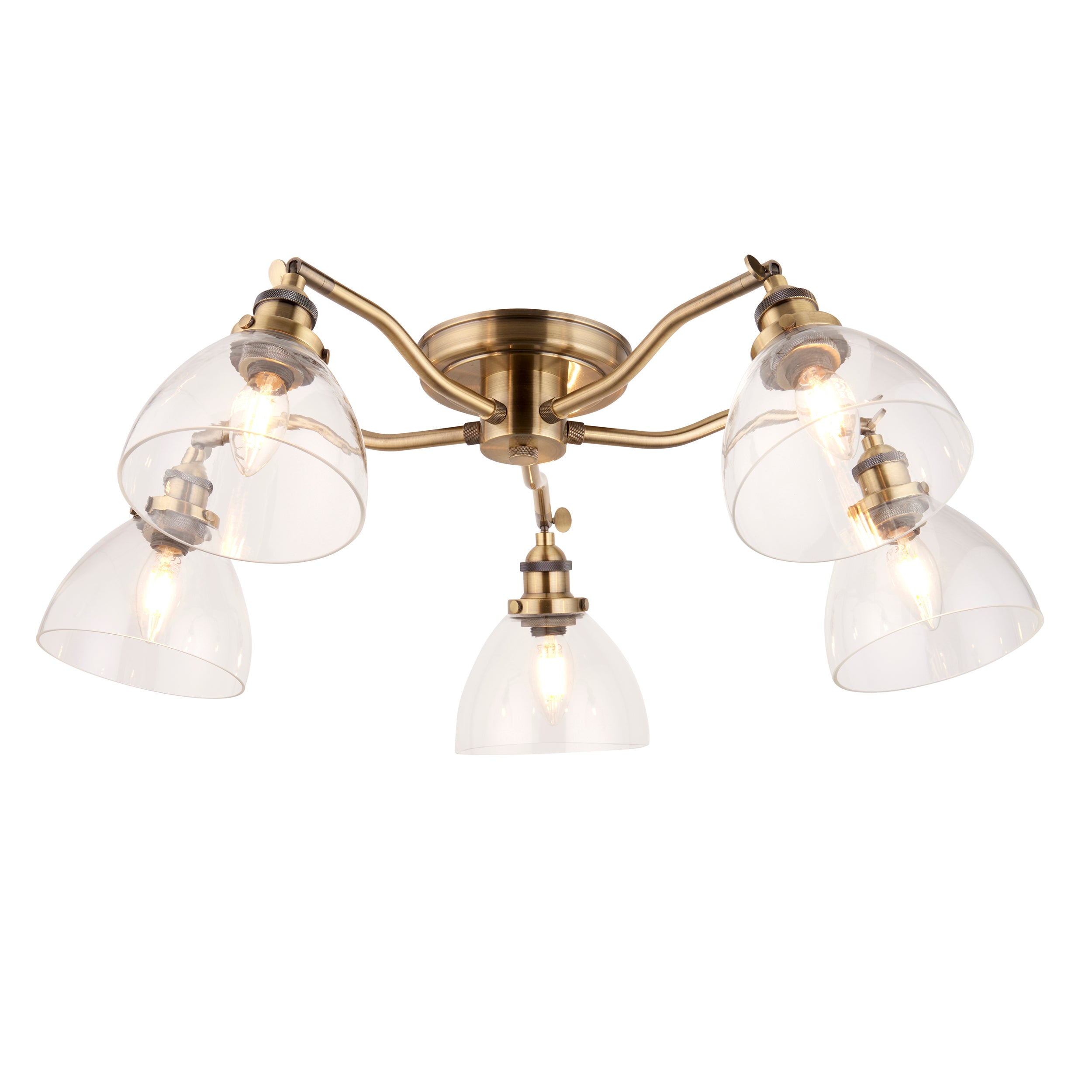 Hansen 5 Ceiling Light Antique Brass - Steel / Glass | Migo Interiors