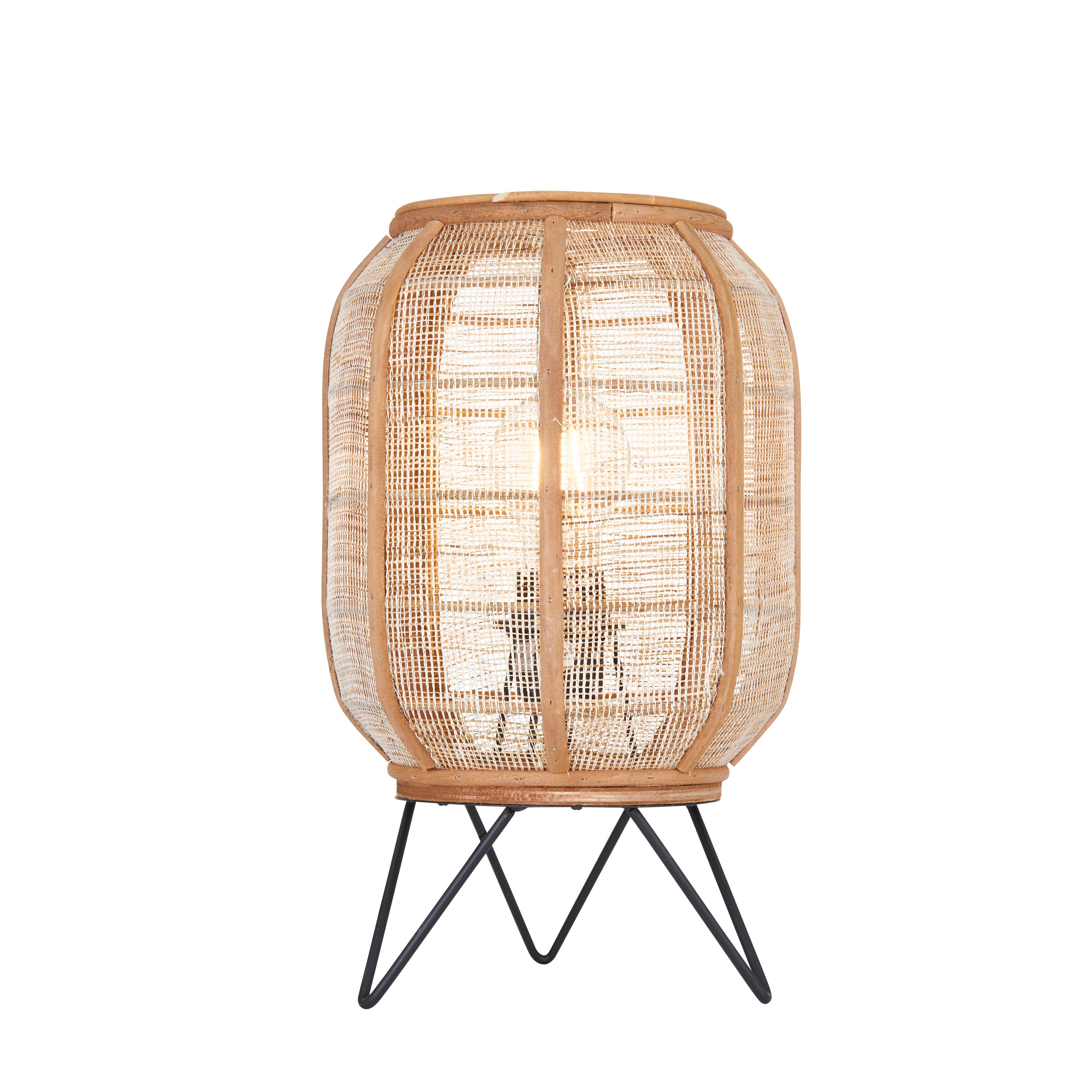 Zaire Table Lamp - Steel / Bamboo / Fabric | Migo Interiors