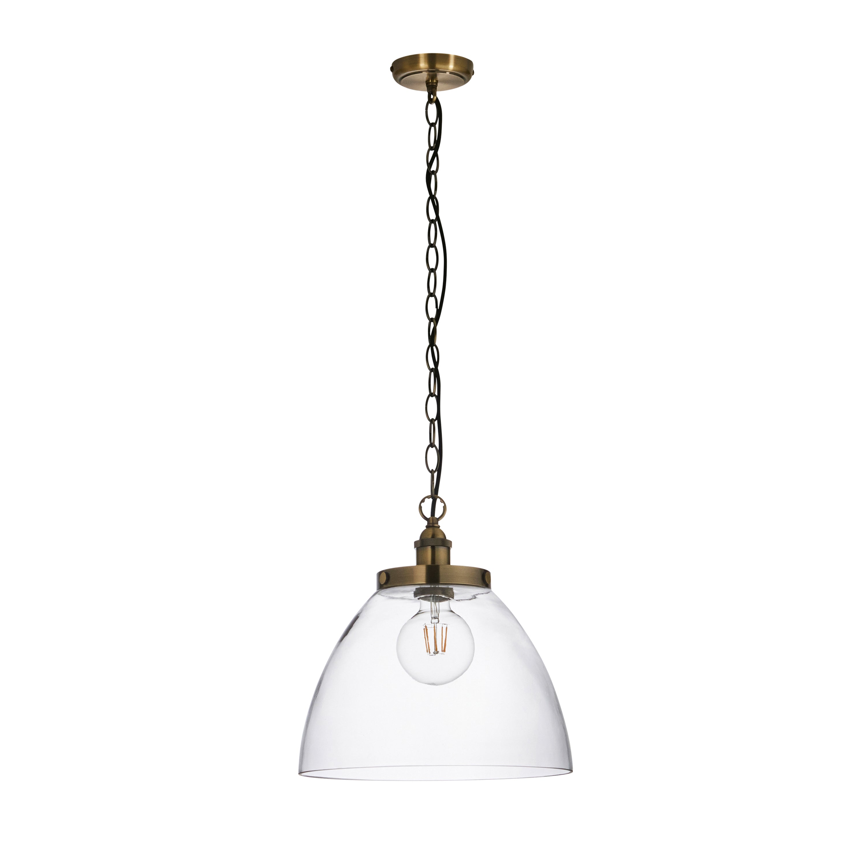 Hansen Grand 1 Pendant Light Antique Brass - Steel / Glass | Migo Interiors