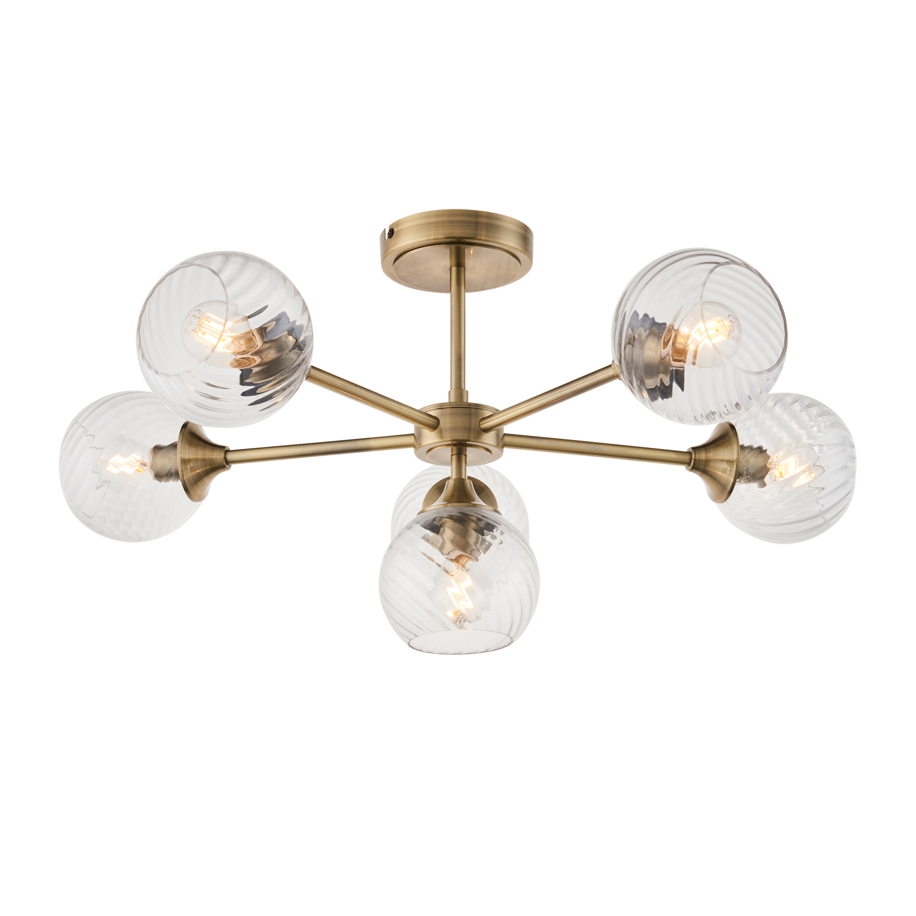 Allegra 6 Ceiling Light Antique Brass | Migo Interiors