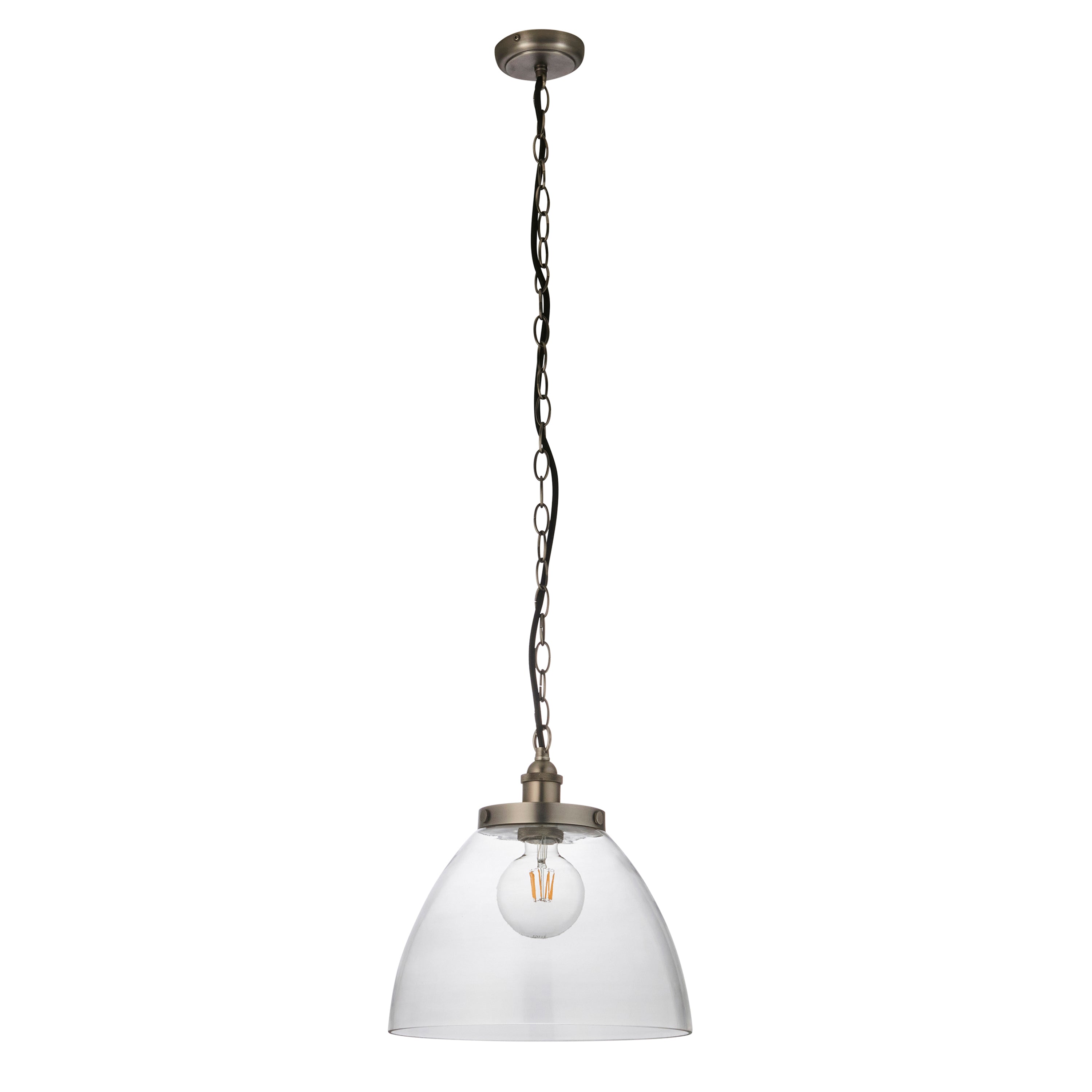 Hansen Grand 1 Pendant Light Brushed Silver - Steel / Glass | Migo Interiors