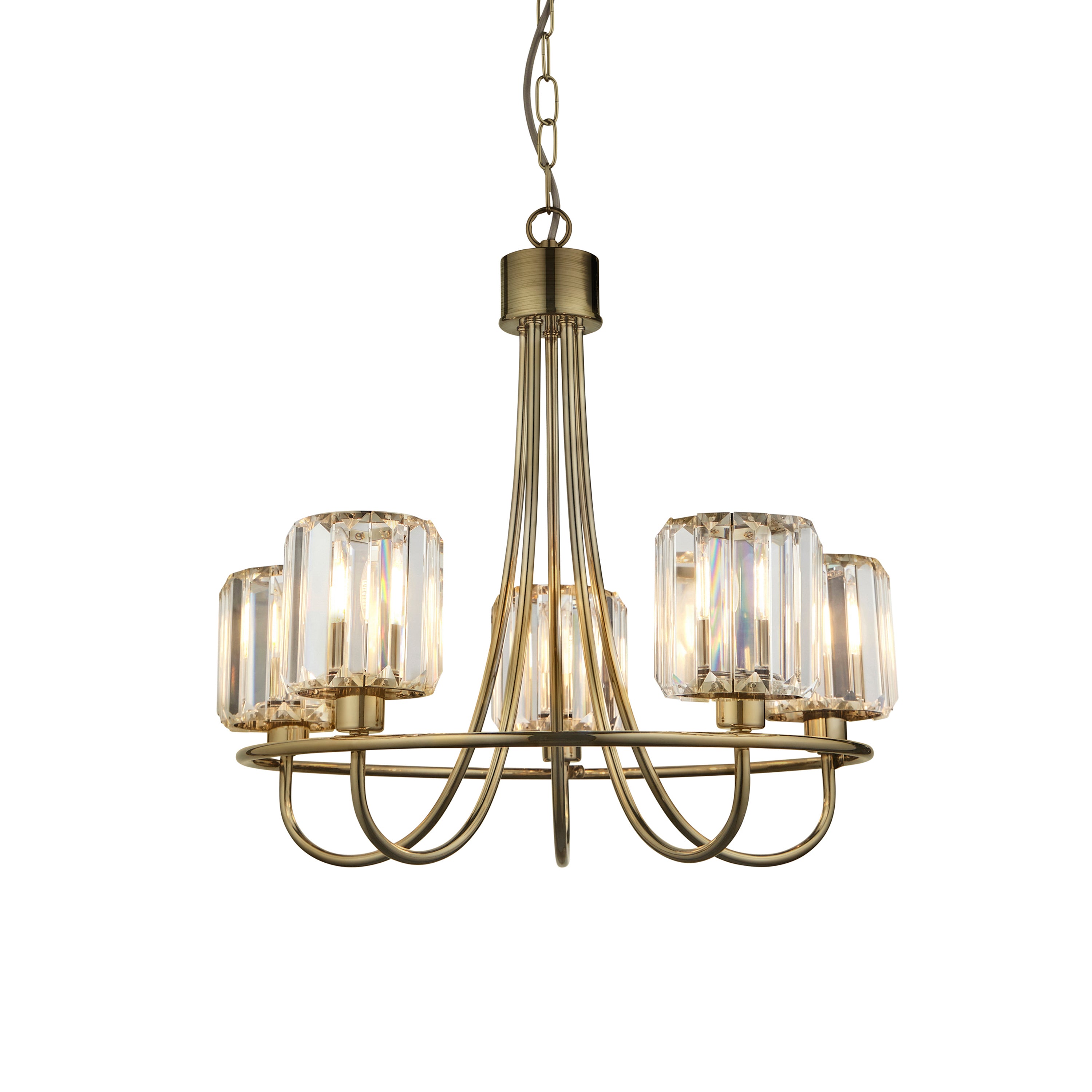Berenice 5 Pendant Light Antique Brass - Steel / Glass | Migo Interiors