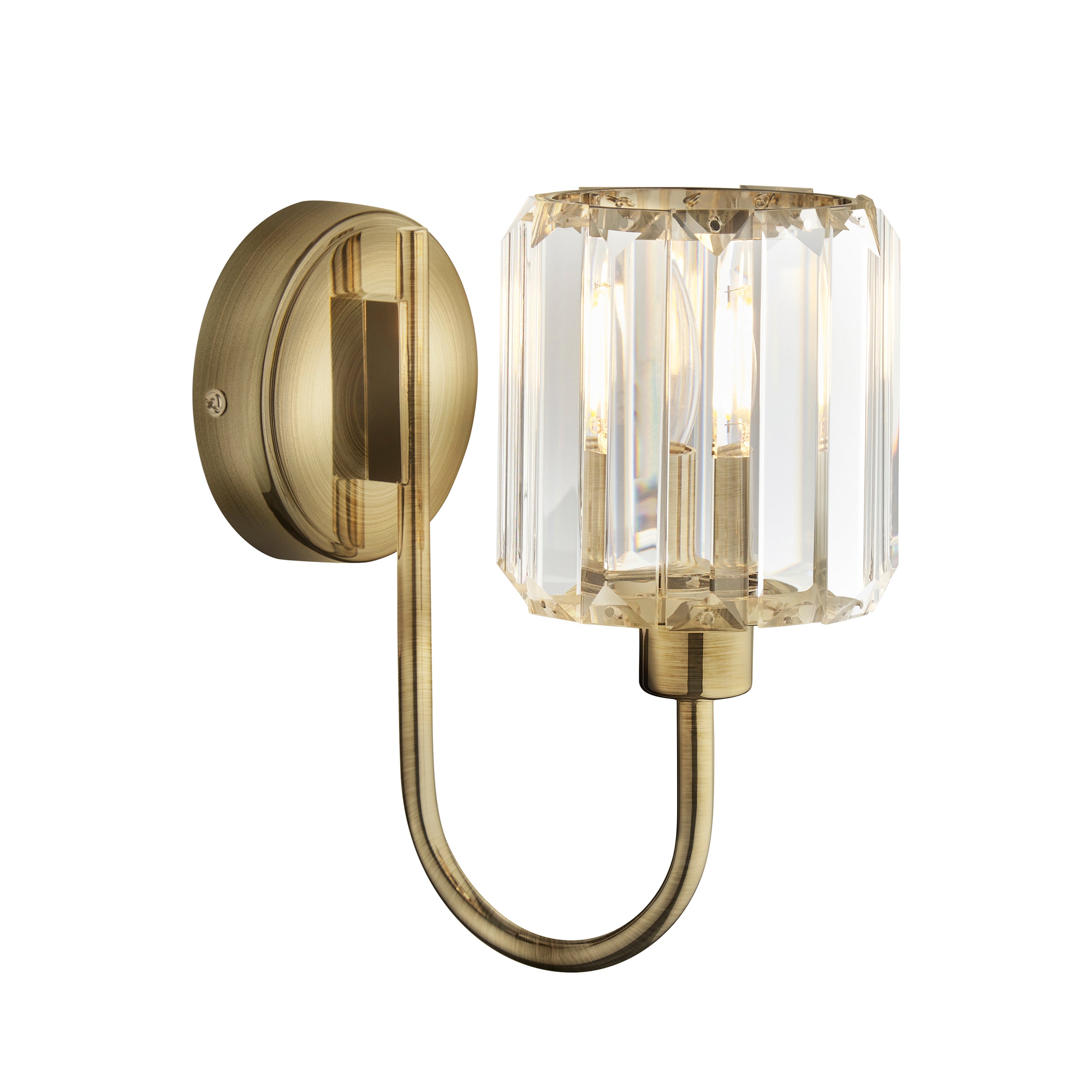 Berenice 1 Wall Light Antique Brass - Steel / Glass | Migo Interiors