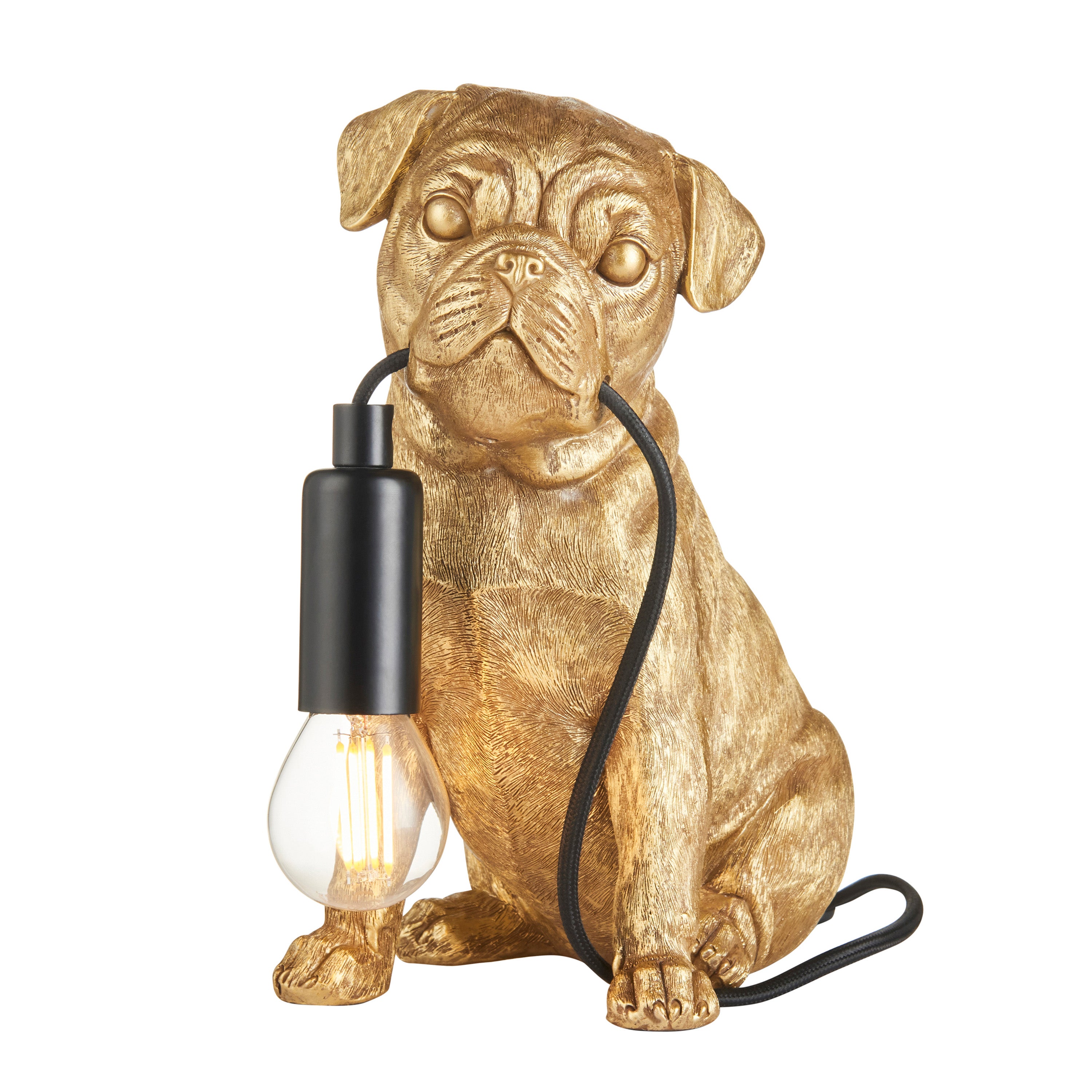 Pug Puppy Table Lamp Vintage Gold - Resin / Steel | Migo Interiors