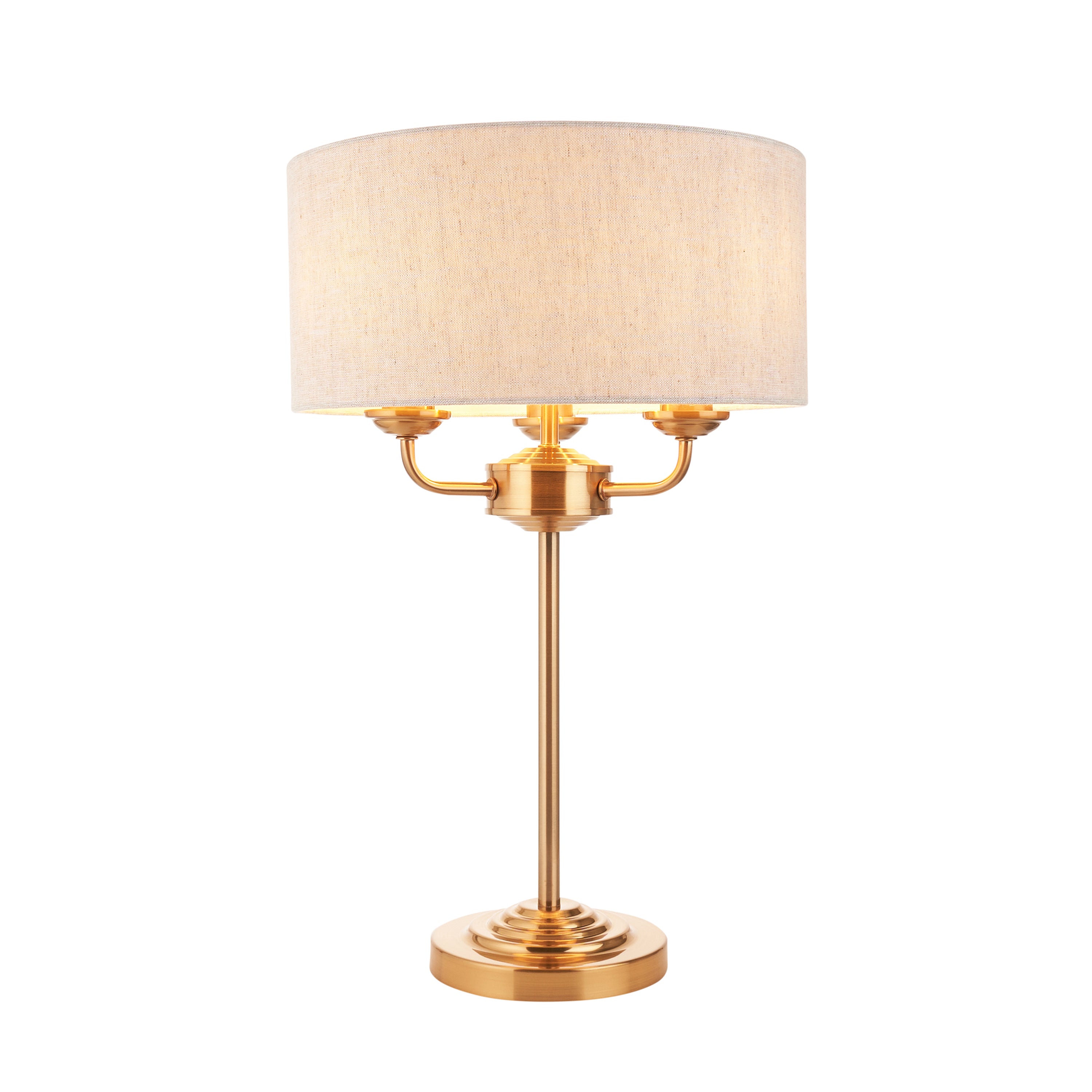 Highclere 3 Table Lamp Vintage Brass - Fabric / Steel | Migo Interiors