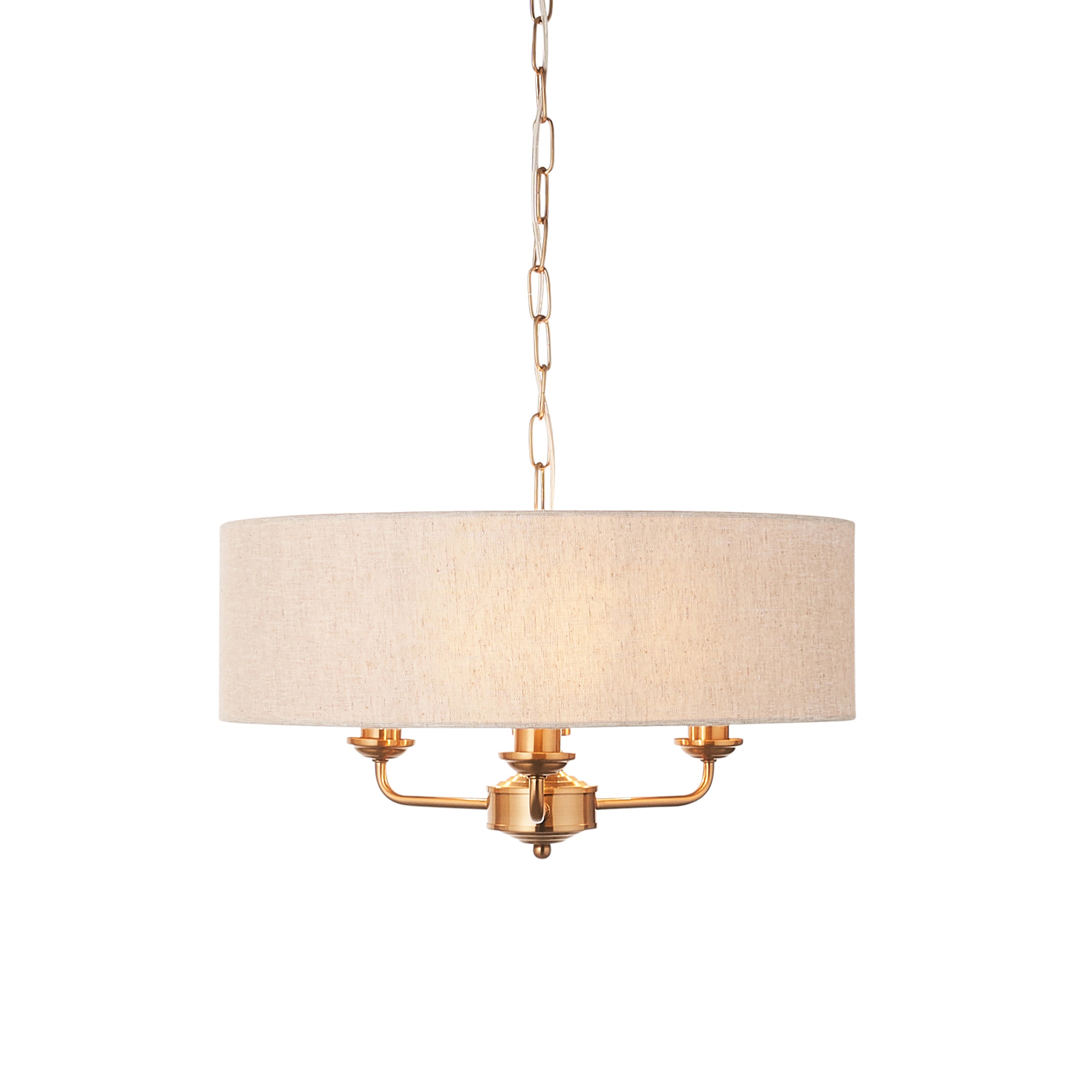 Highclere 3 Pendant Vintage Brass - Fabric / Steel | Migo Interiors