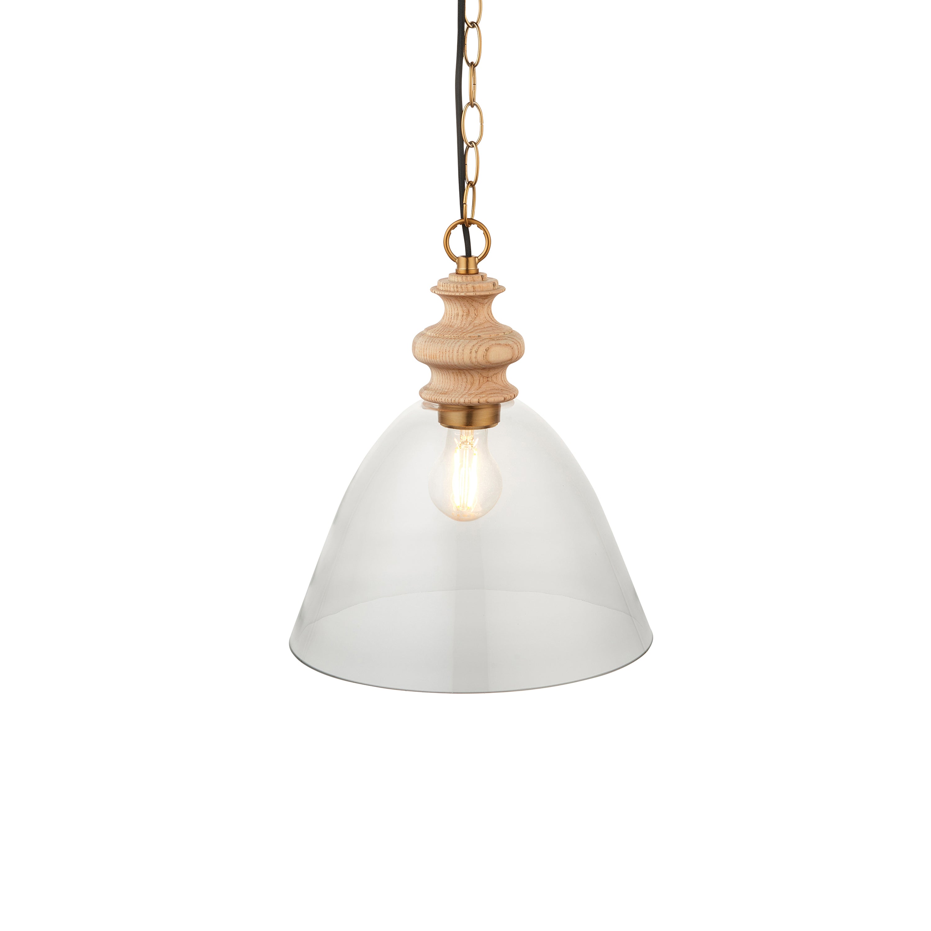 Cotswold 1 Pendant Light Natural Ash - Ash Wood / Glass / Steel | Migo Interiors