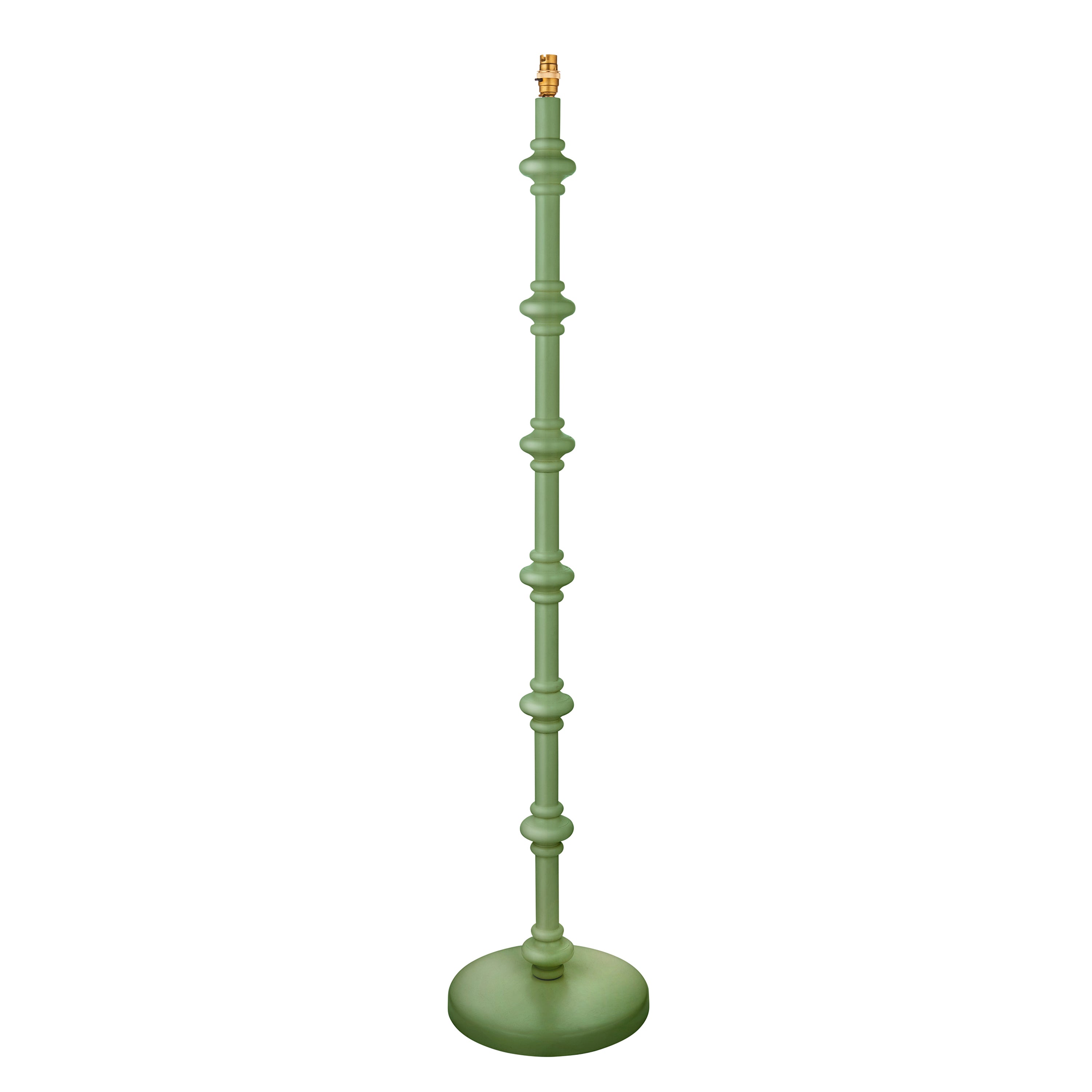 Carnaby Floor Lamp Base Satin Cotswold Green - Brass / Steel / Wood | Migo Interiors