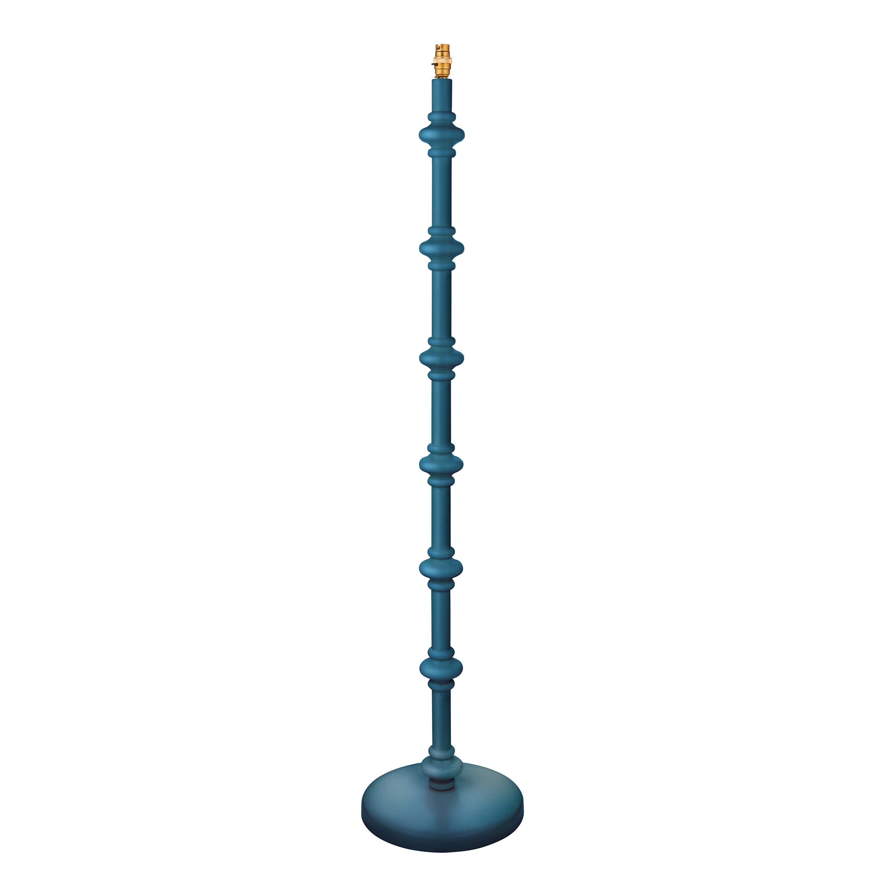 Carnaby Floor Lamp Base Satin Marlin Blue - Brass / Steel / Wood | Migo Interiors