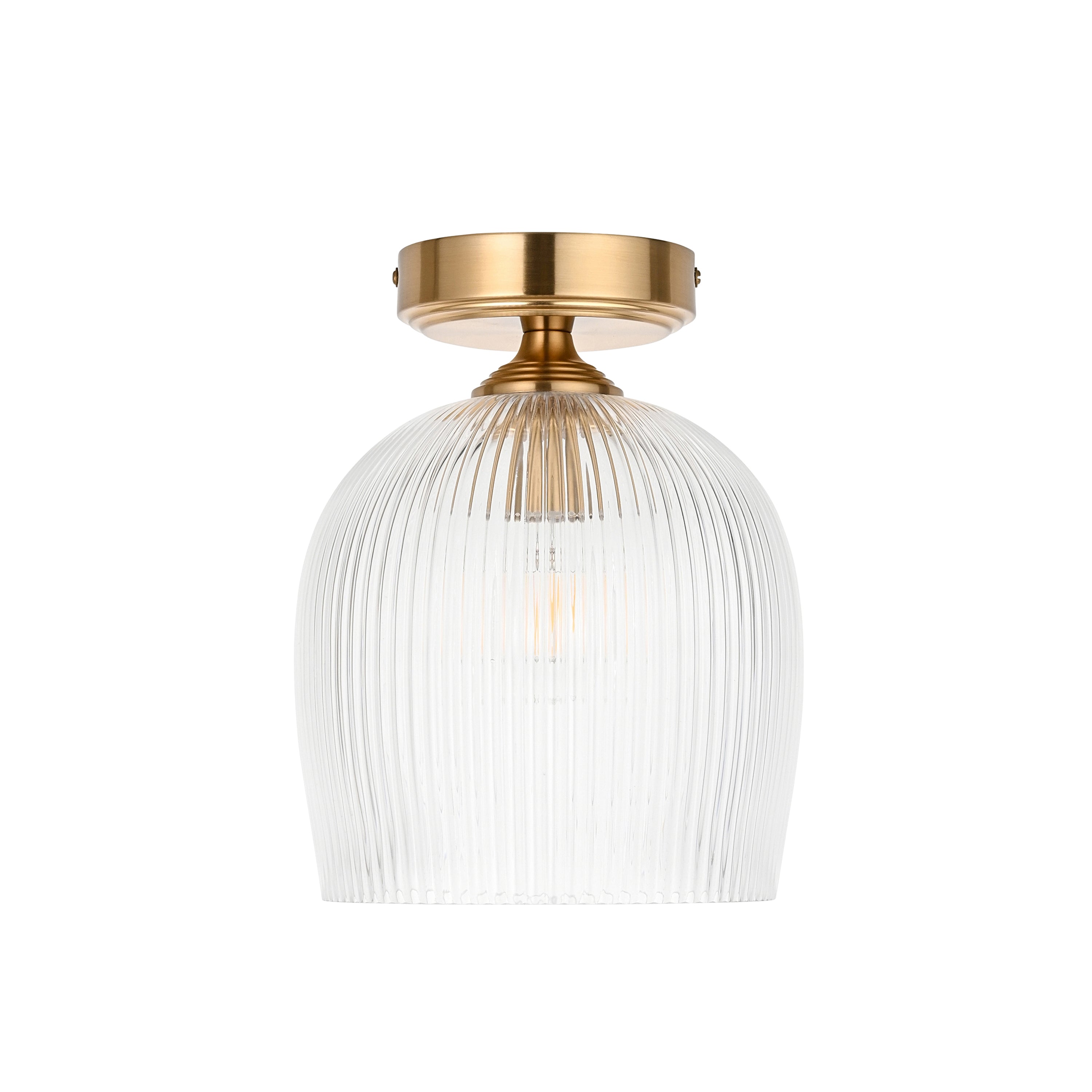 Ashcroft Ribbed Ceiling 1 Light Brushed Aged Brass