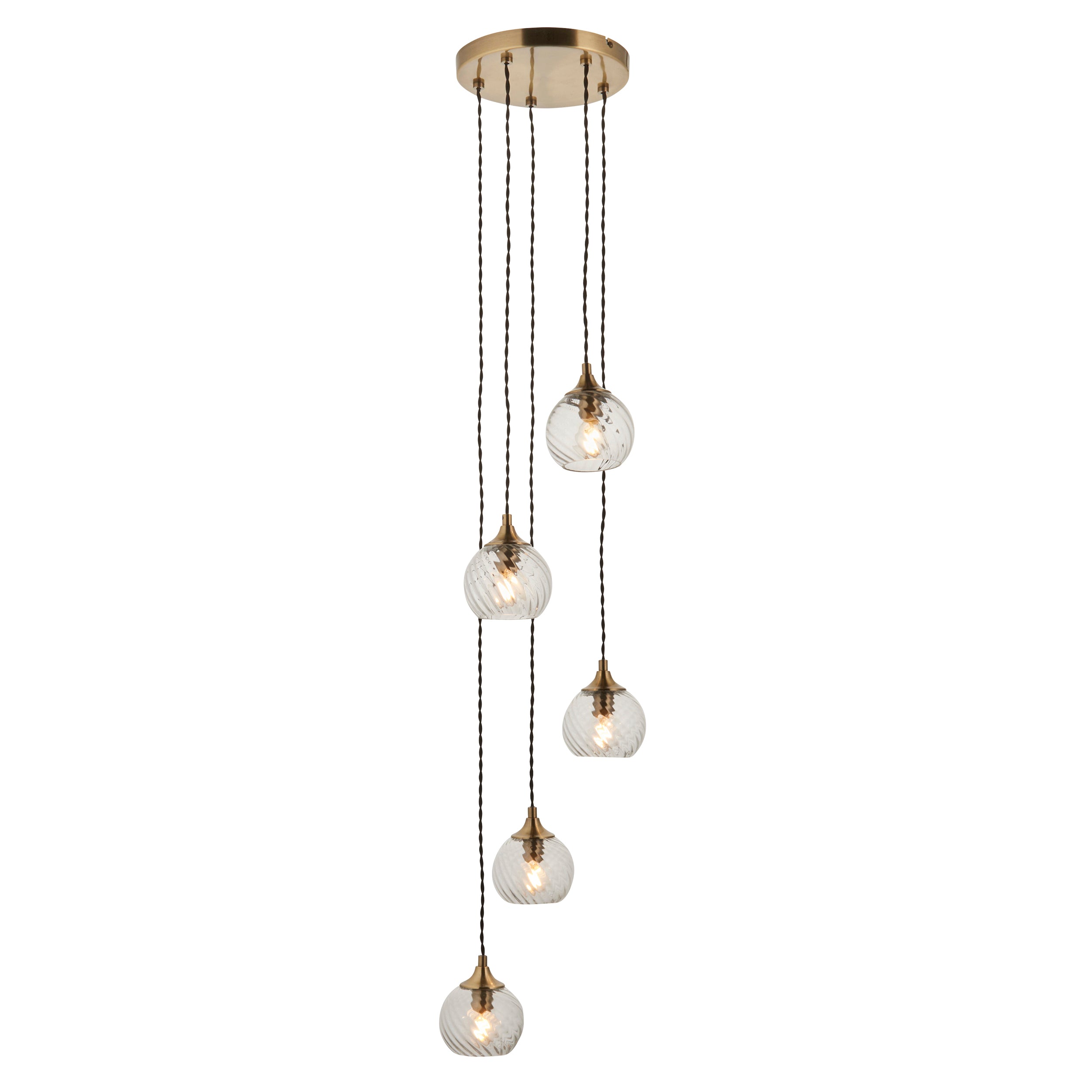 Allegra 5 Cascade Pendant Light Antique Brass