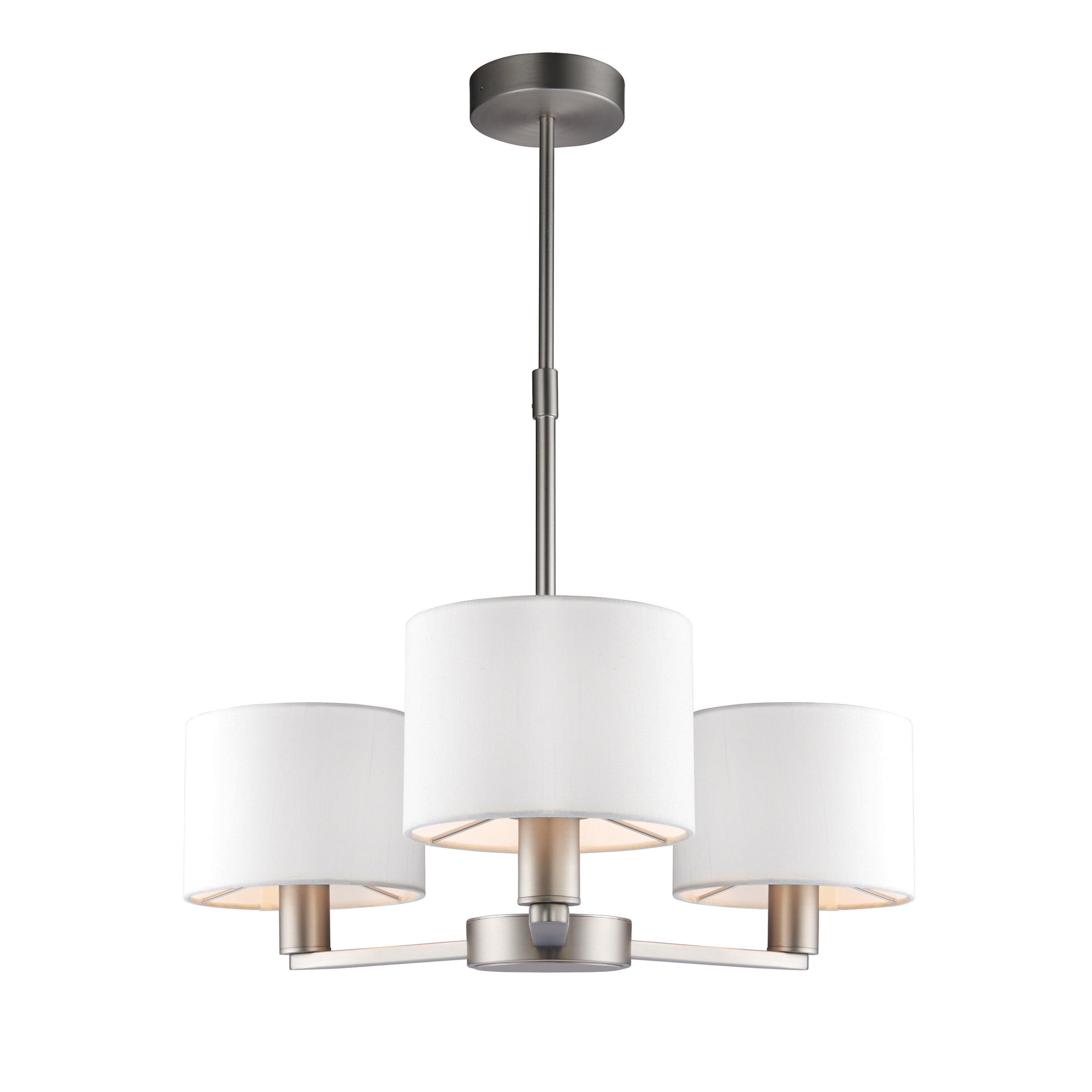 Daley 3 Pendant Matt Nickel 385-655mm - Fabric / Steel | Migo Interiors