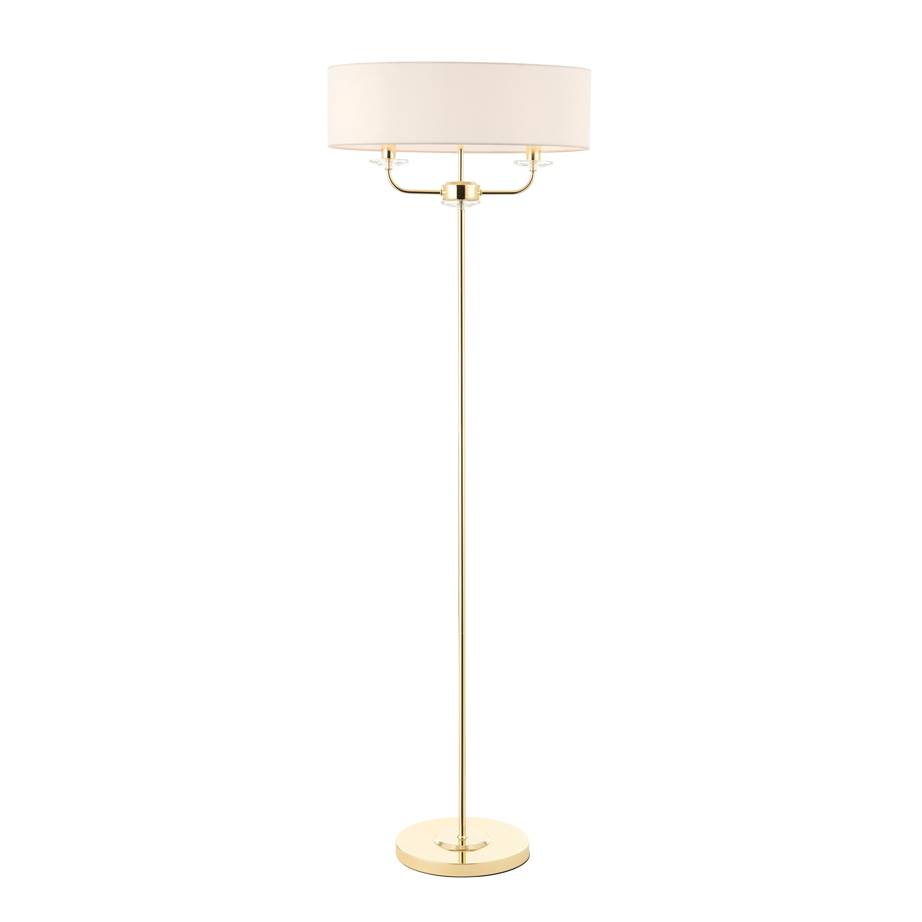 Nixon Floor Lamp Brass - Crystal Glass / Fabric / Steel | Migo Interiors