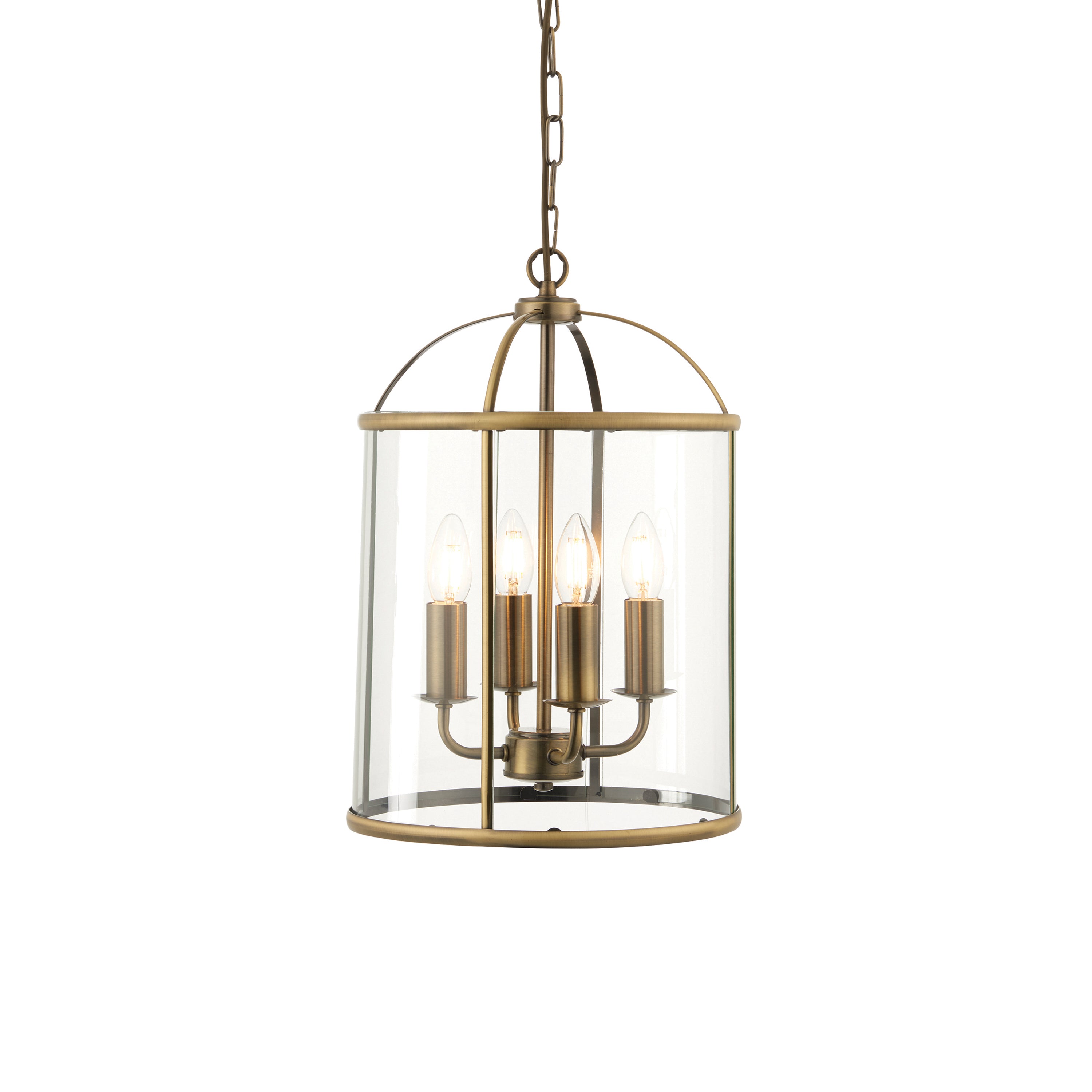 Lambeth 4 Pendant Light Antique Brass - Glass / Steel | Migo Interiors
