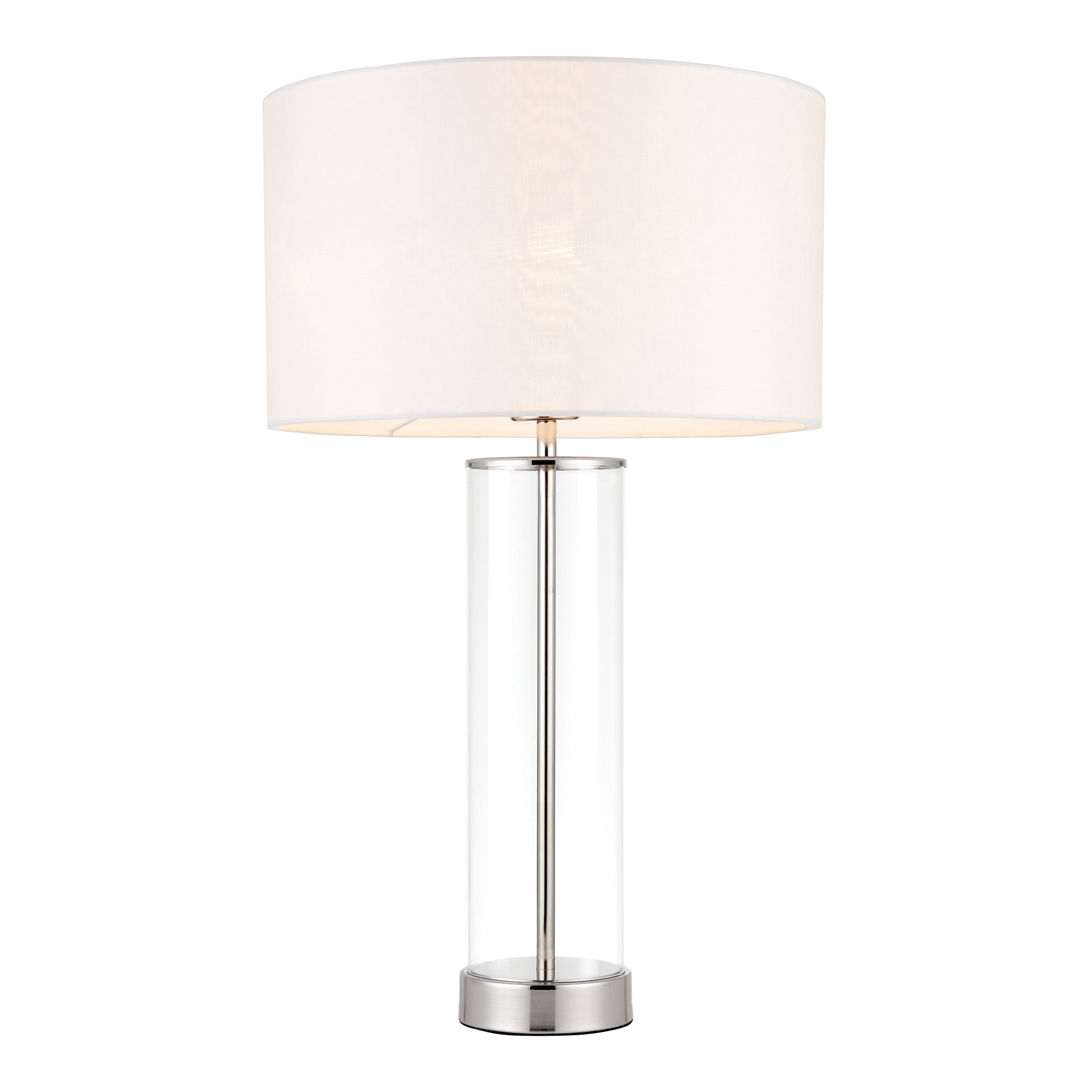 Lessina Table Lamp Bright Nickel - Fabric / Glass / Steel | Migo Interiors