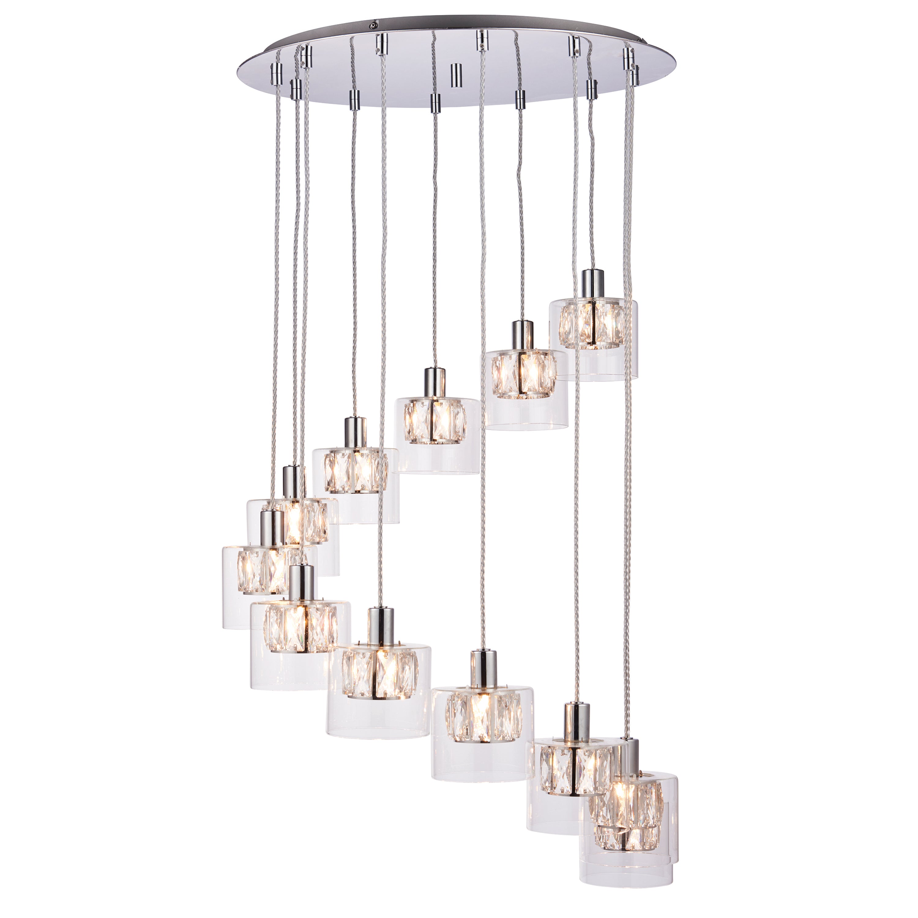 Verina 12 Drop Pendant Light - Glass / Steel | Migo Interiors