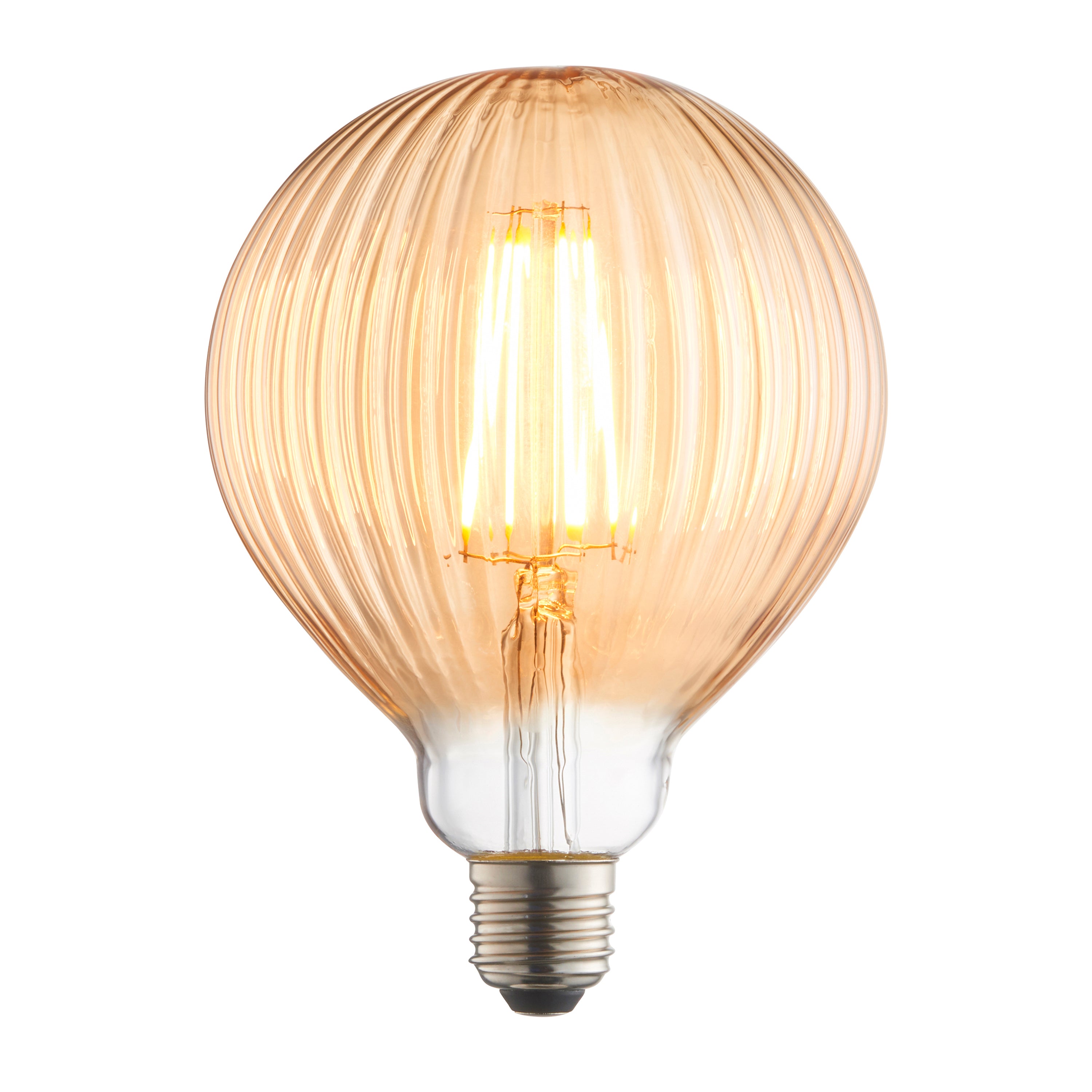 Ribb Bulb Amber Glass - Glass / Steel | Migo Interiors