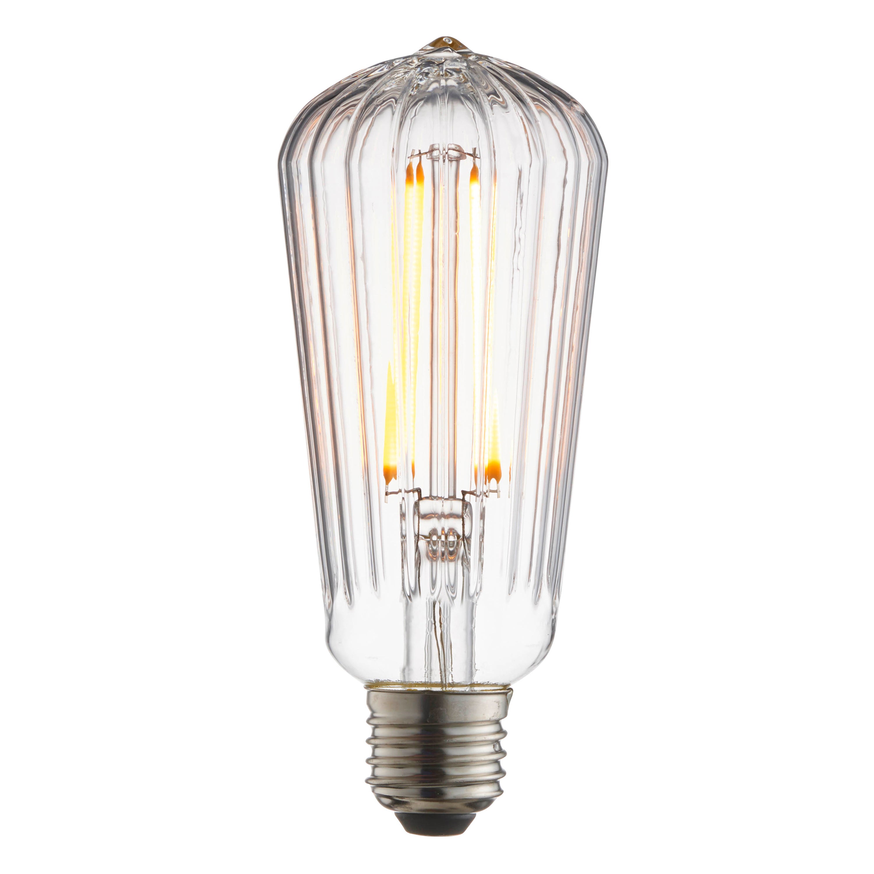 Ribb Pear Bulb Clear Glass - Glass / Steel | Migo Interiors