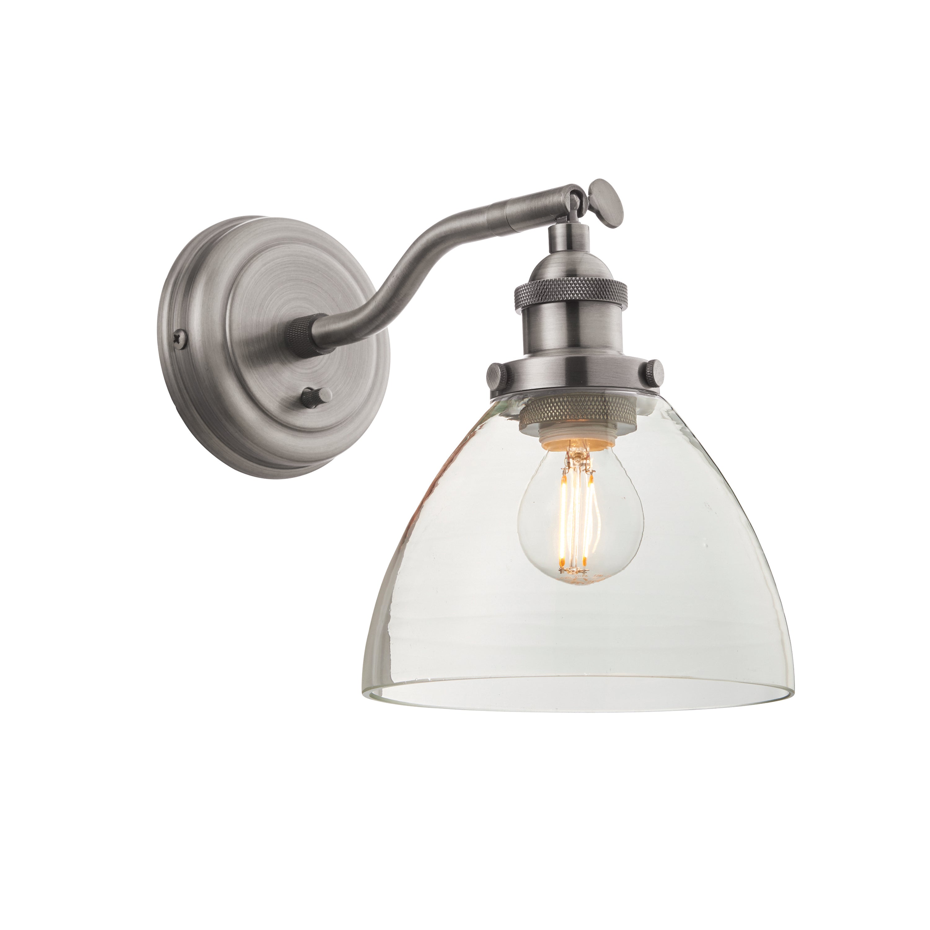Hansen 1 Wall Light Brushed Silver - Steel / Glass | Migo Interiors
