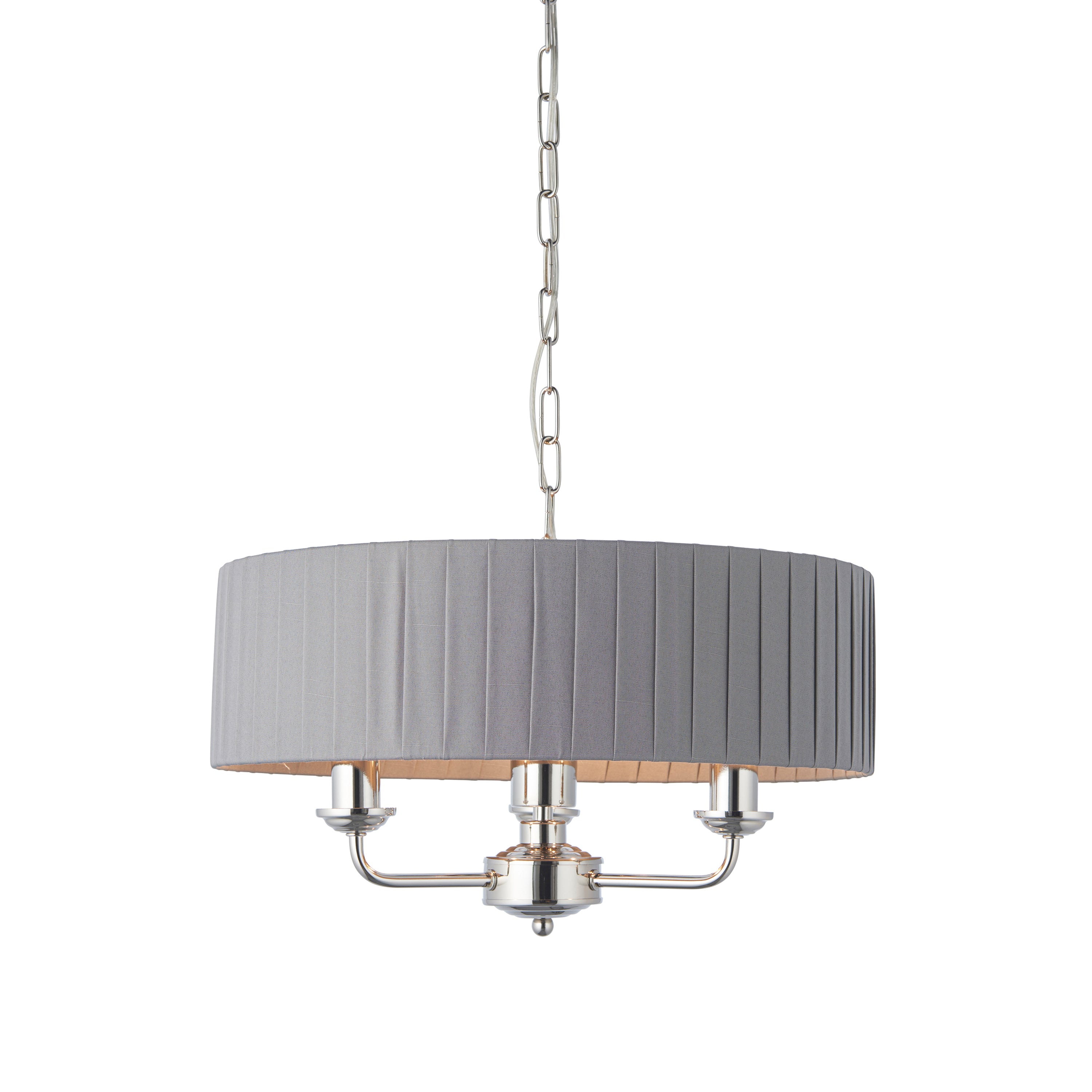 Highclere 3 Pendant Lght Nckel & Chrcoal 300-760mm - Steel / Fabric | Migo Interiors