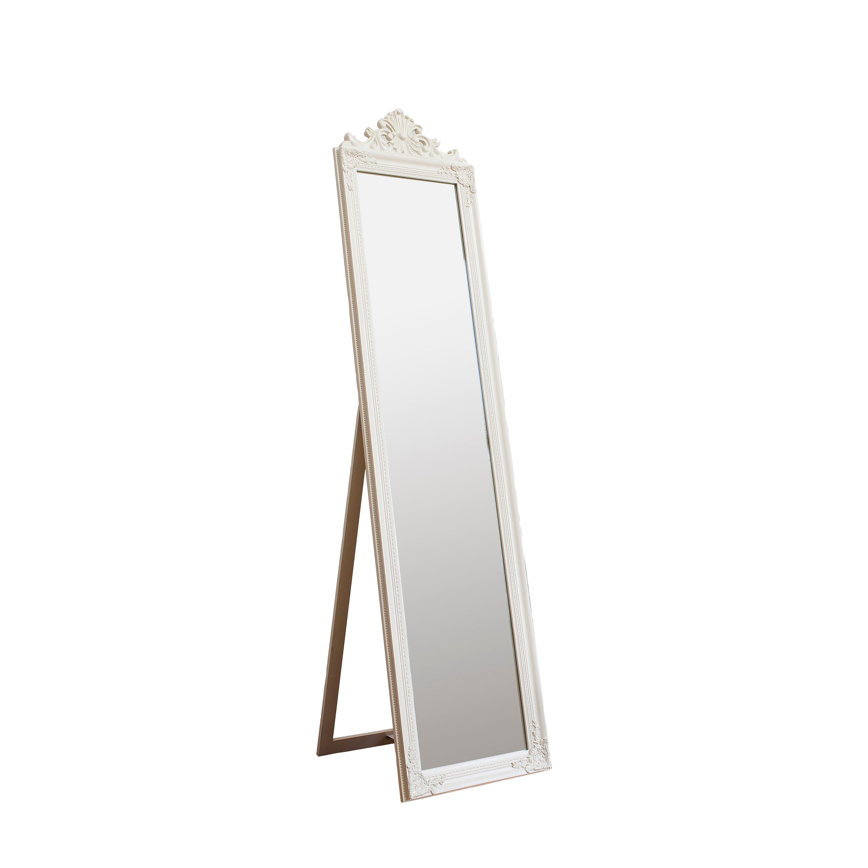 Lambeth Wood Cheval Mirror White - Glass / Resin / Wood | Migo Interiors