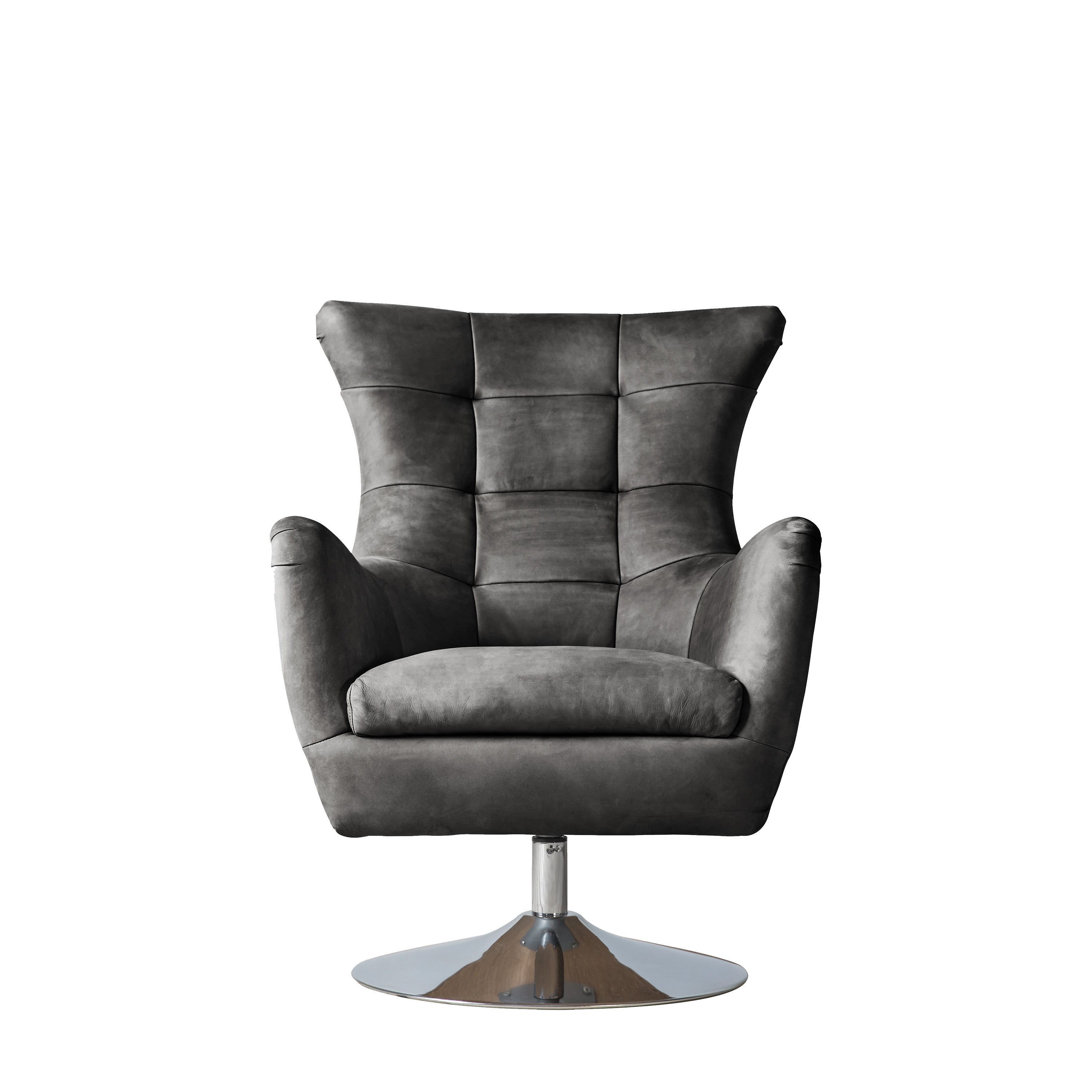 Bristol Swivel Chair Antique Ebony - Iron / Leather | Migo Interiors
