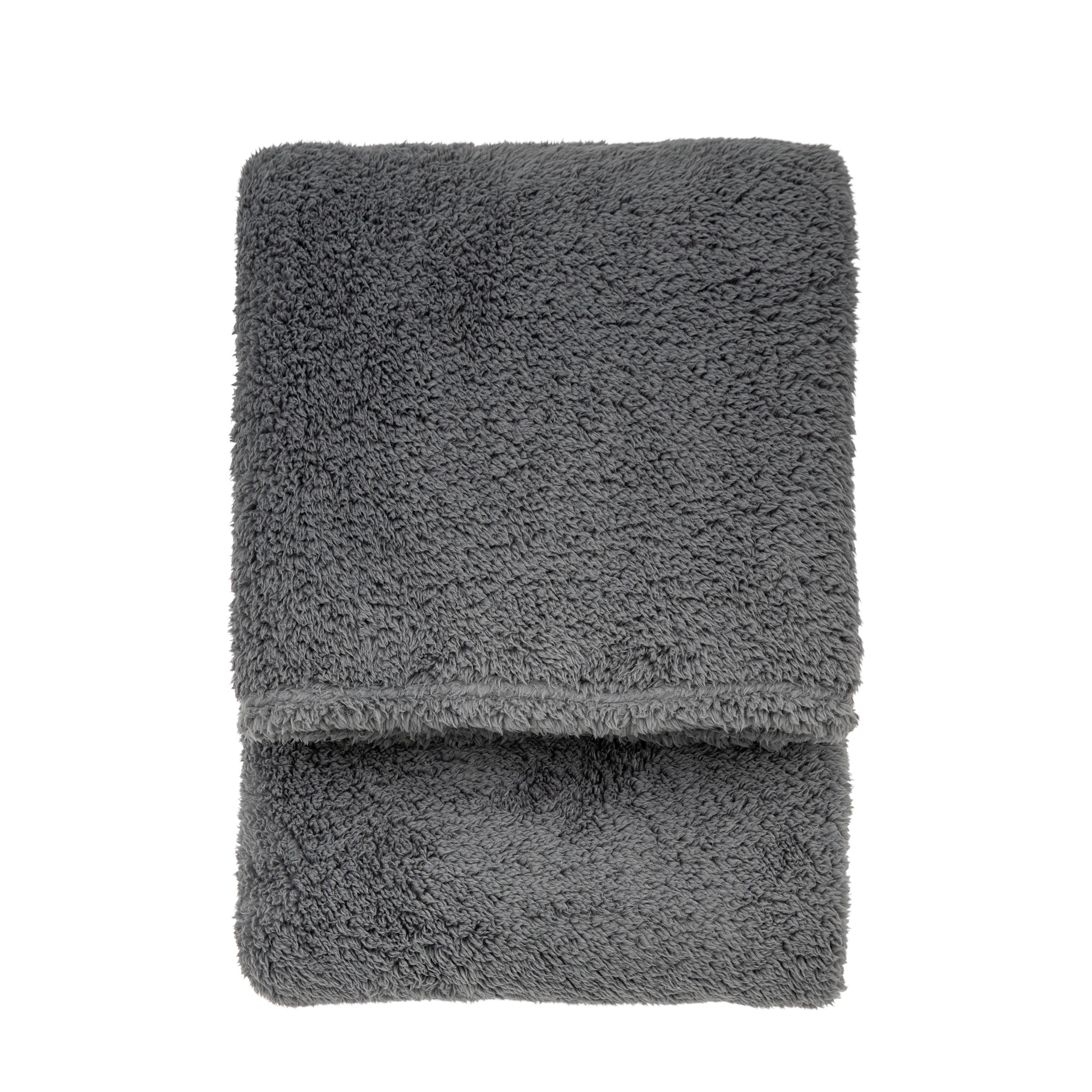 Teddy Fleece Throw Charcoal - Polyester | Migo Interiors