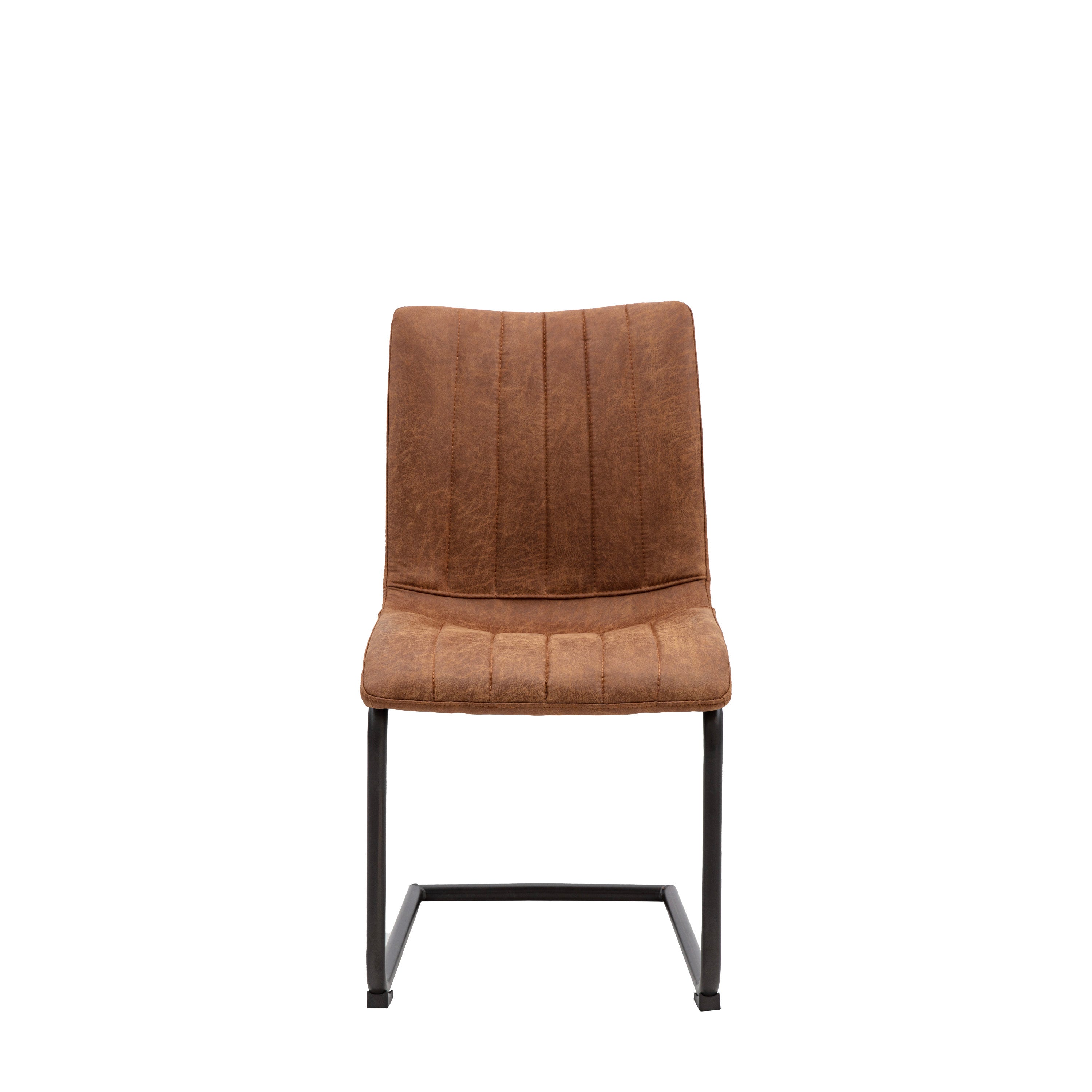 Edington Brown Chair (2pk) - Faux Leather / Metal | Migo Interiors