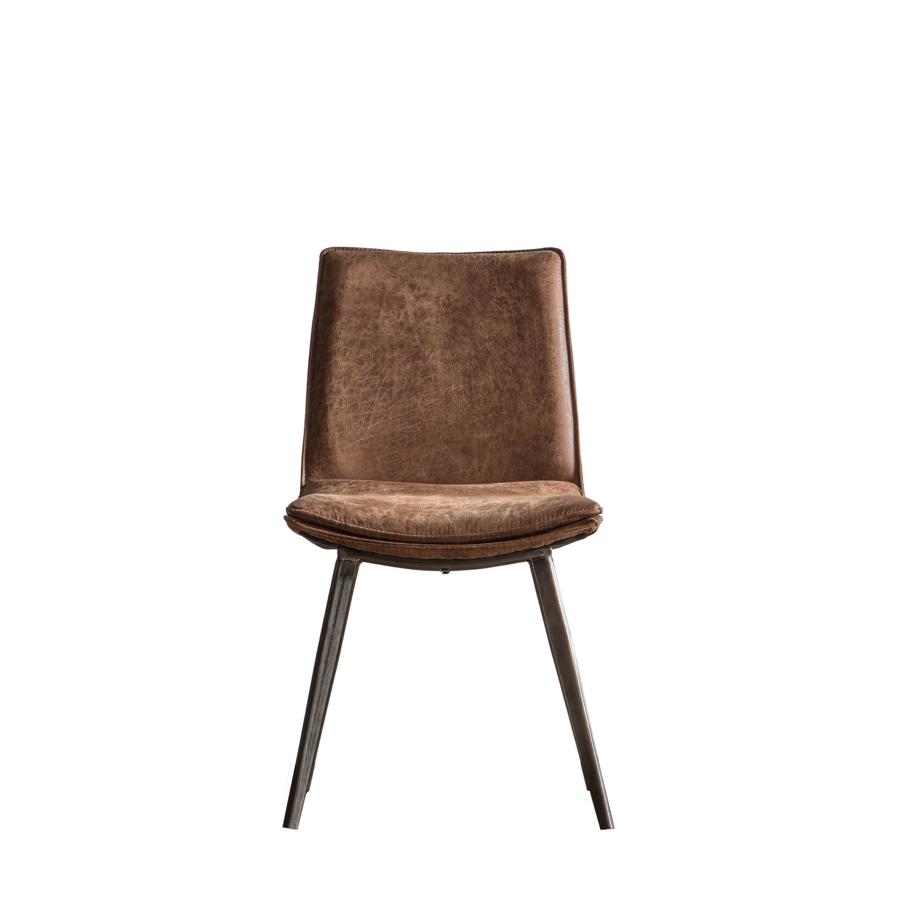 Hinks Chair Brown (2pk) - Faux Leather / Metal | Migo Interiors