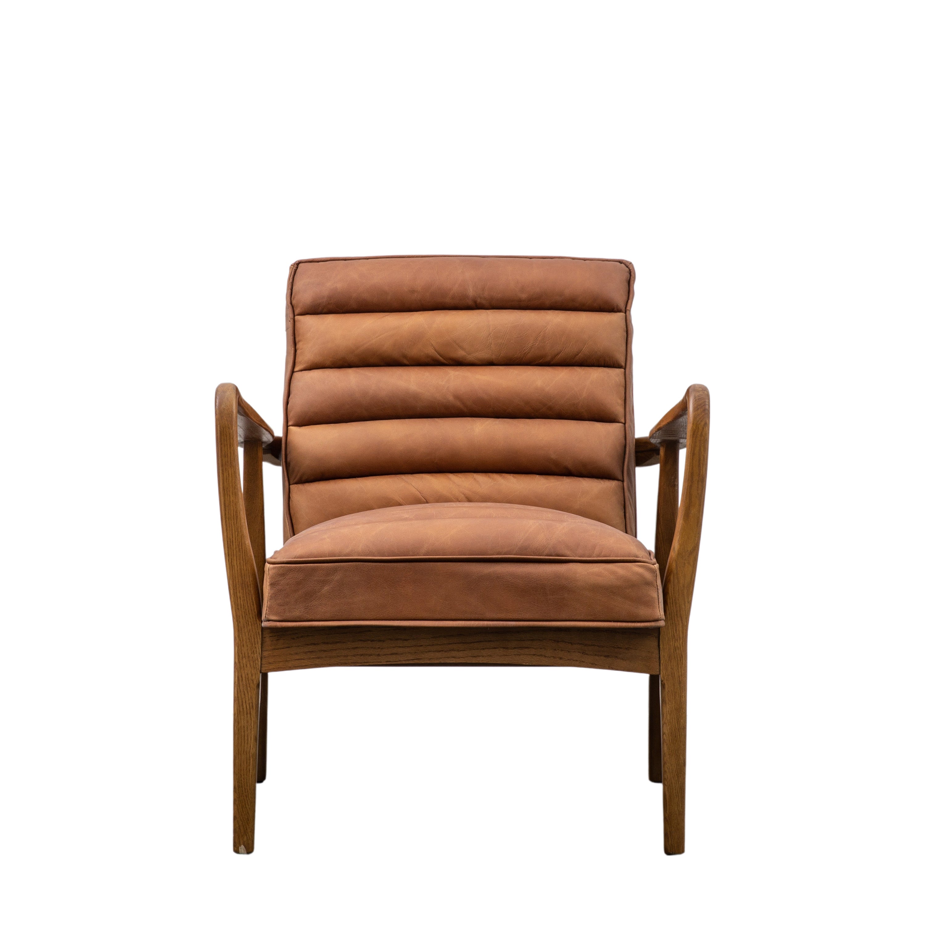 Datsun Armchair Vintage Brown Leather - Oak / Plywood / Leather / Foam / Polyester Fibre | Migo Interiors