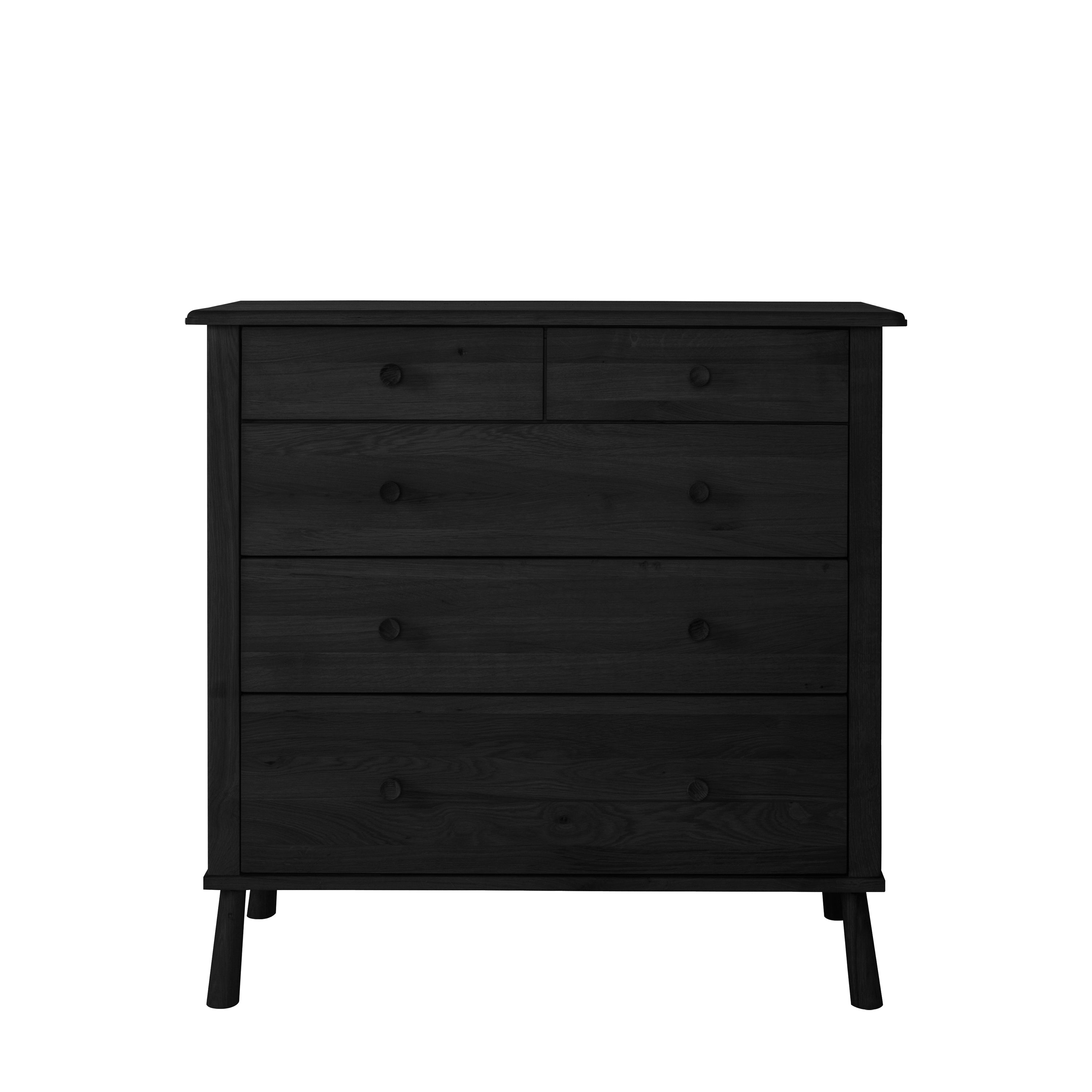 Wycombe 5 Drawer Chest Black - Solid Oak | Migo Interiors
