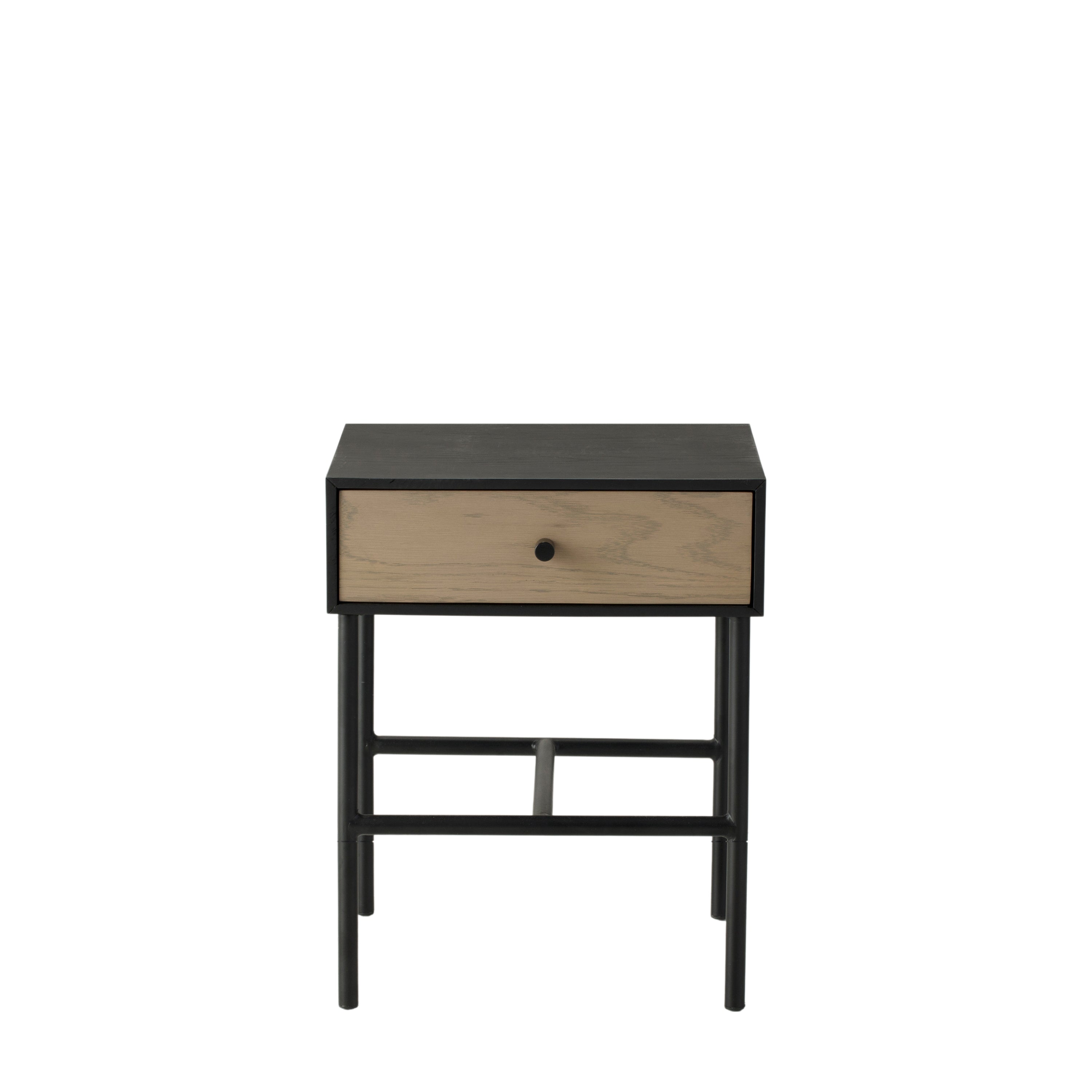Carbury 1 Drawer Bedside Table - MDF / Metal / Wood | Migo Interiors