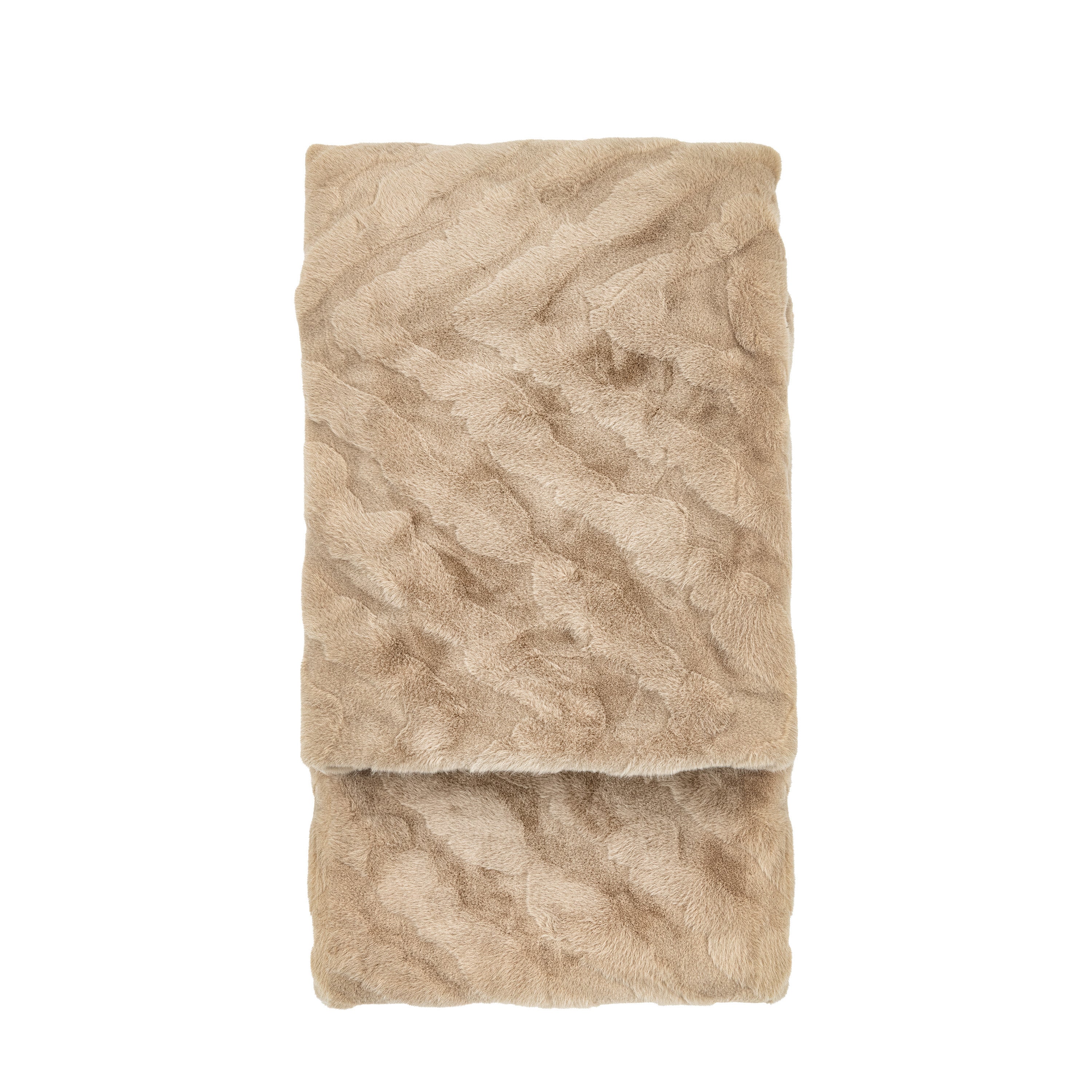 Chevron Rabbit Faux Fur Throw Mink - Polyester | Migo Interiors