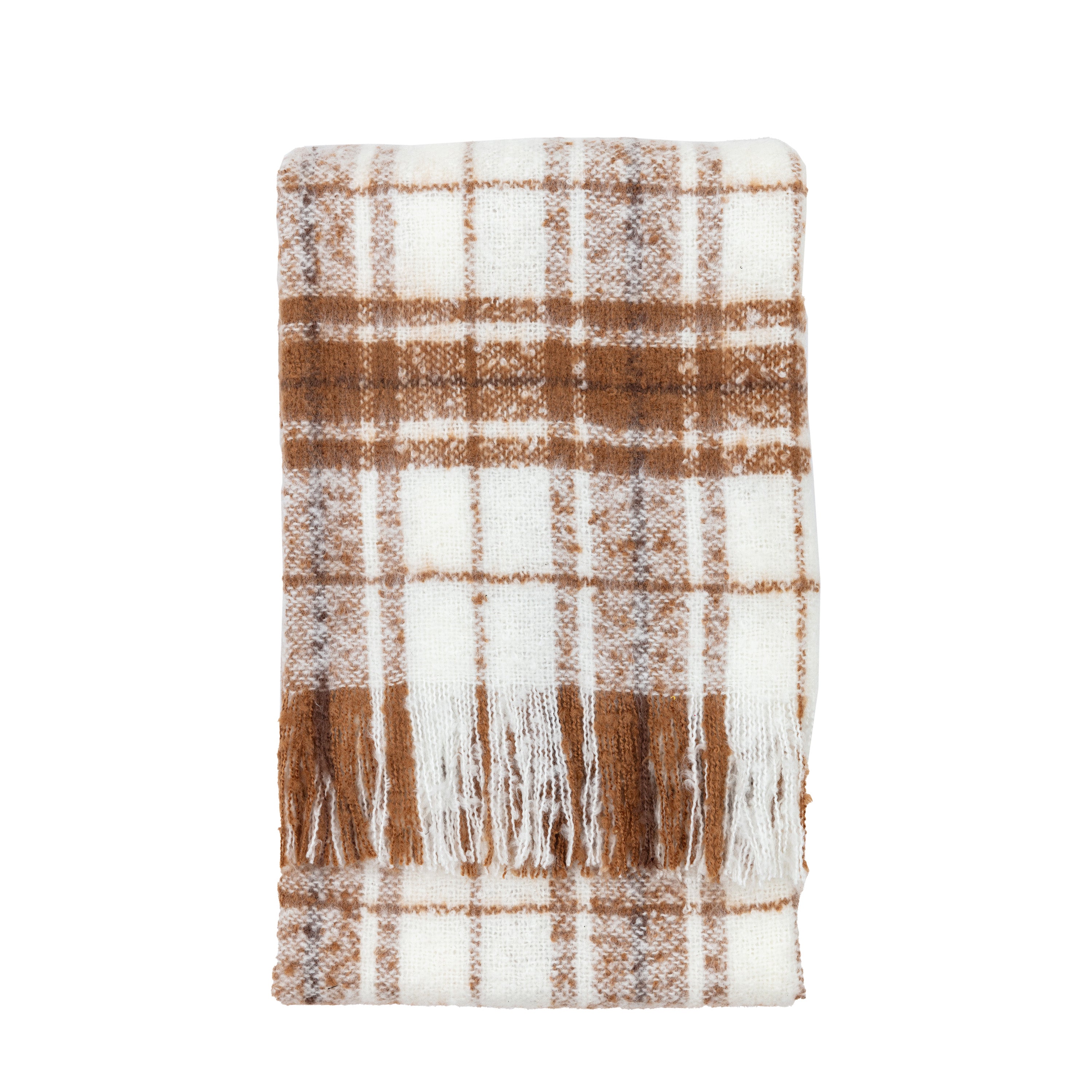 Check Faux Mohair Throw Tan - Acrylic | Migo Interiors