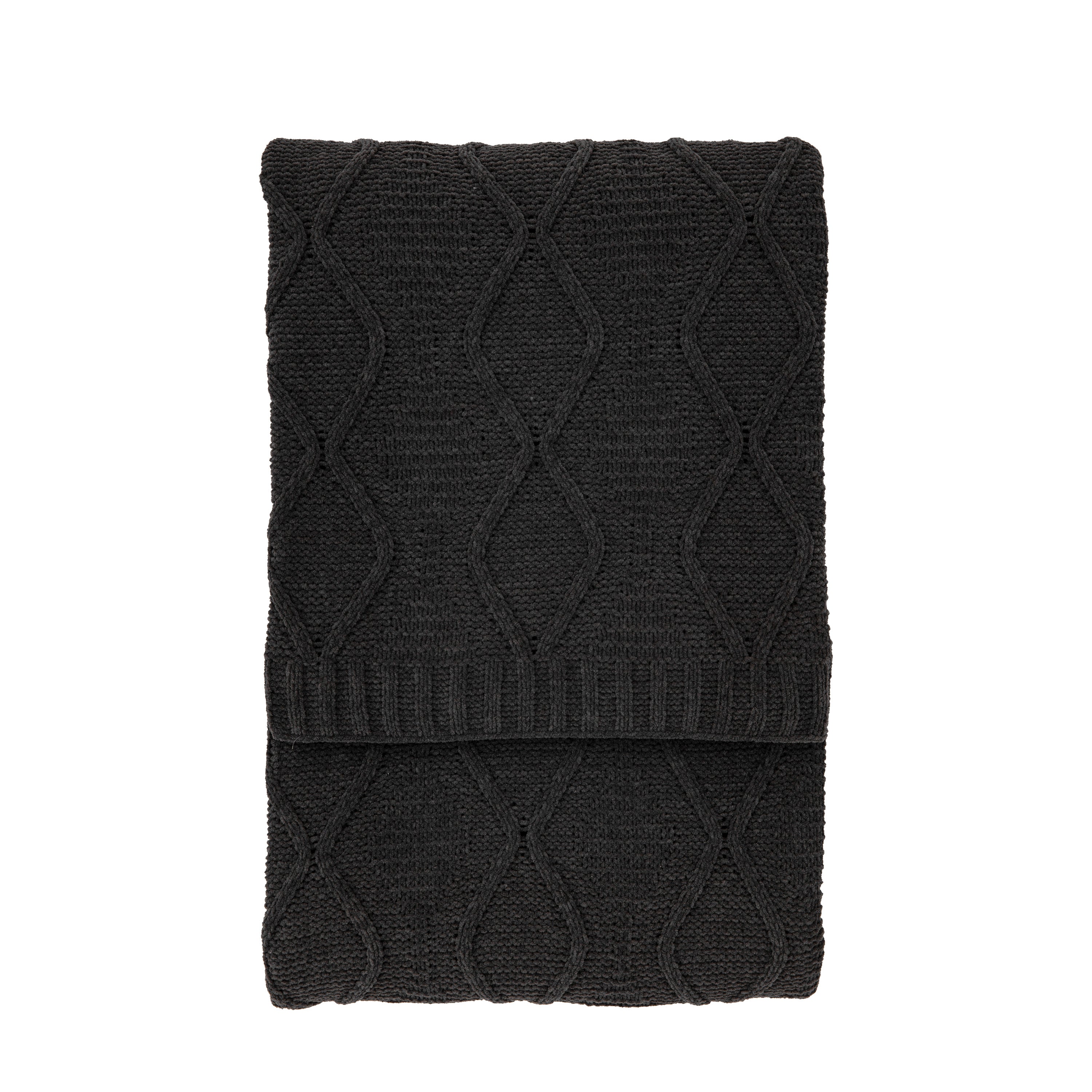 Chenille Cable Throw Grey