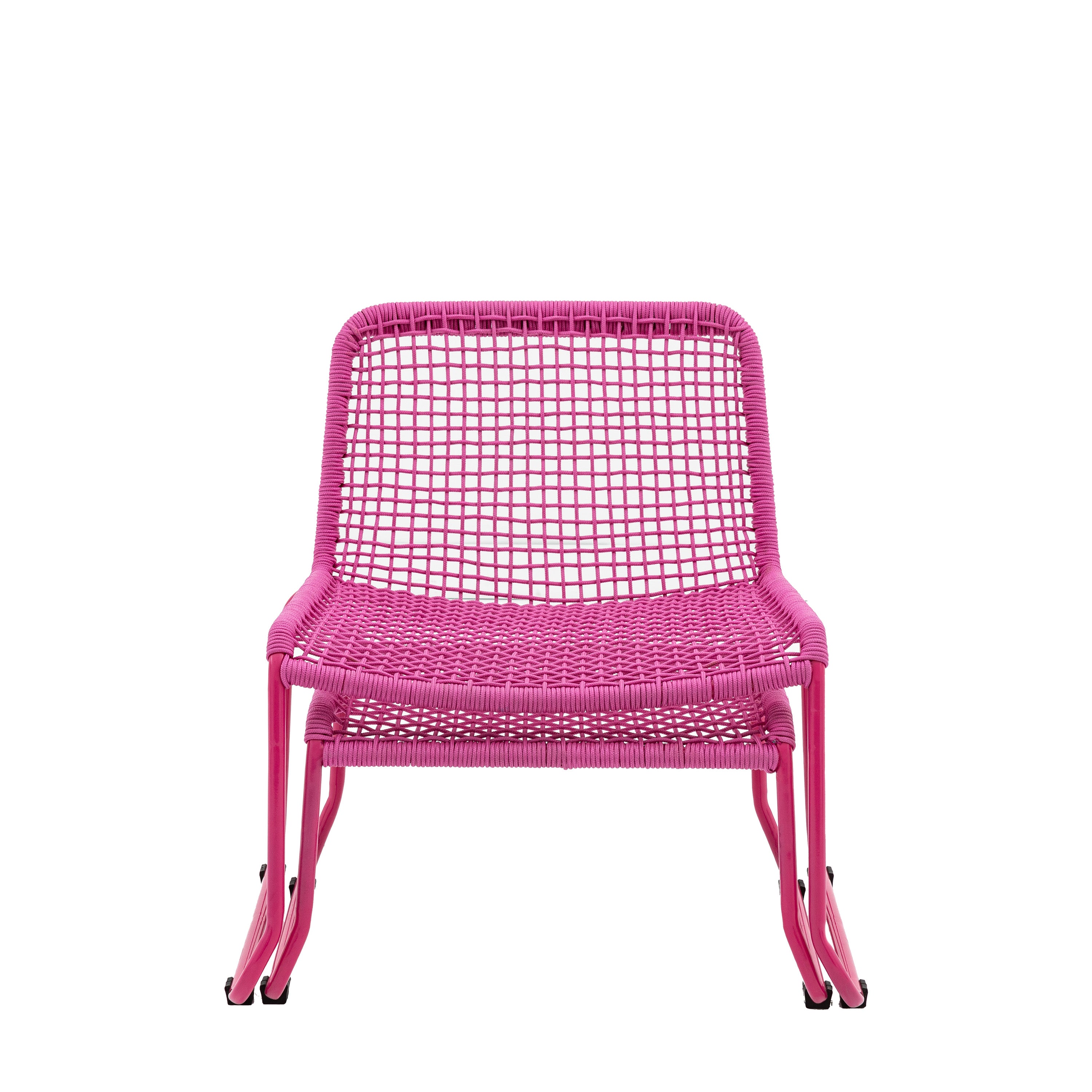 Sassano Lounge Chair with Footstool Pink - Steel / Rope | Migo Interiors