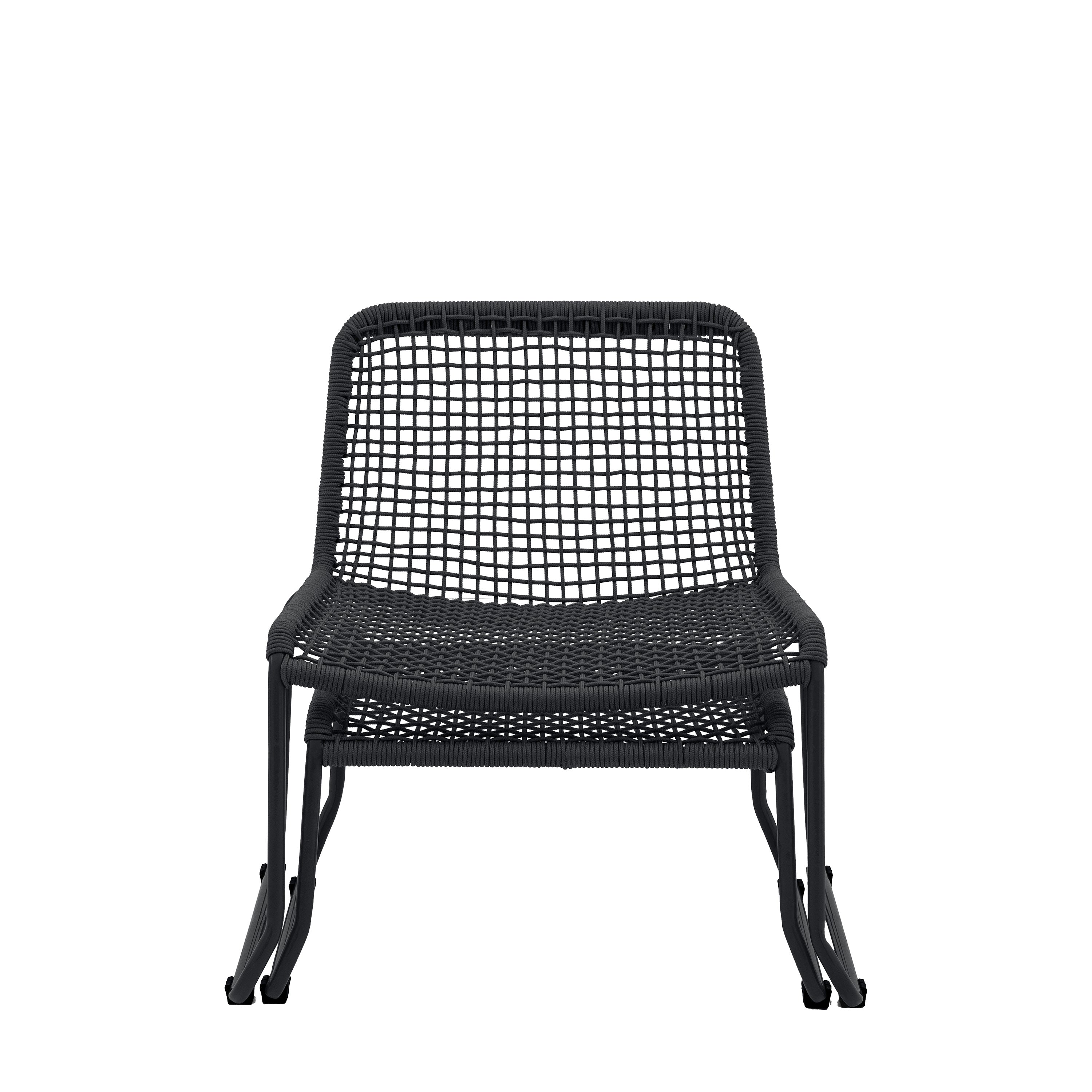 Sassano Lounge Chair with Footstool Black - Steel / Rope | Migo Interiors