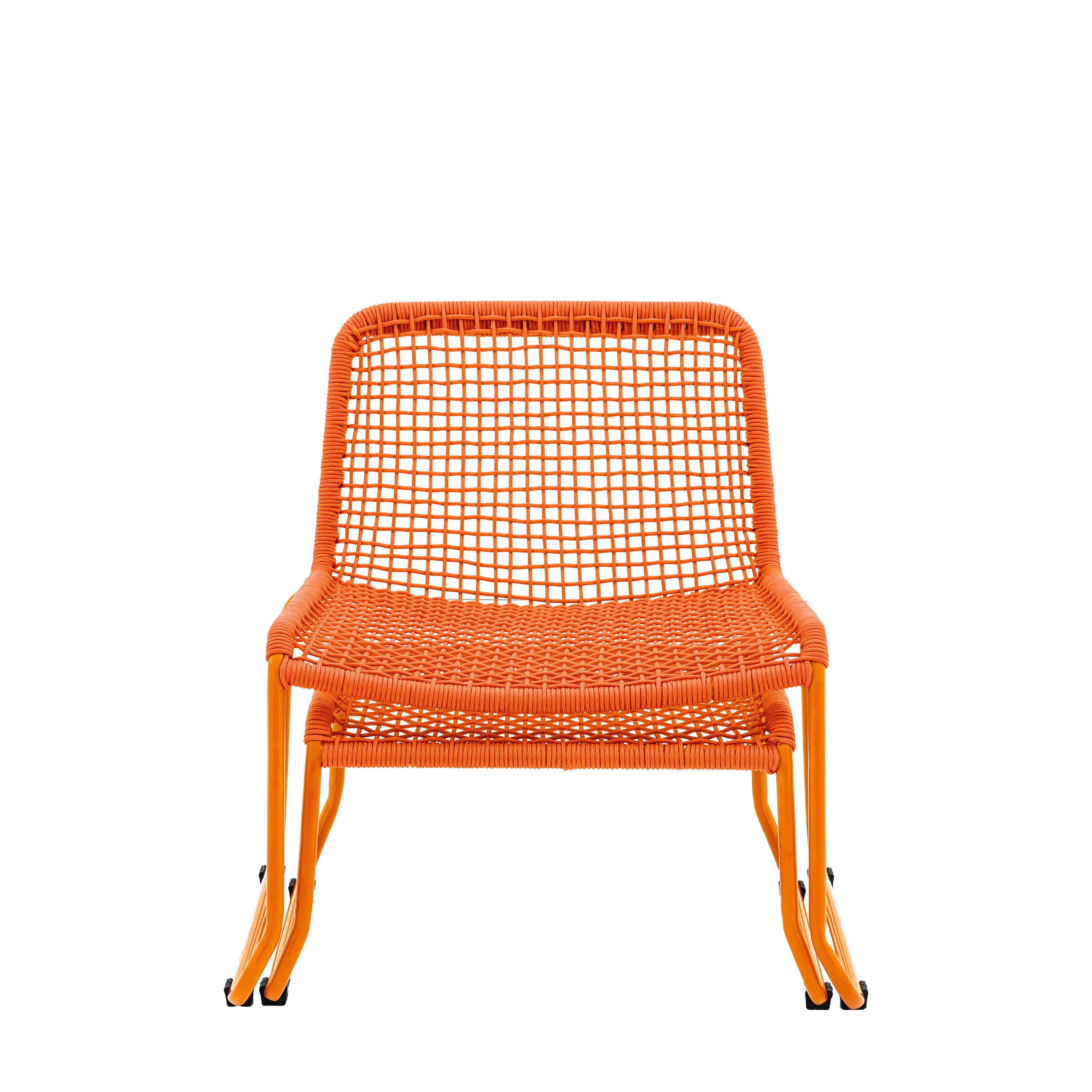 Sassano Lounge Chair with Footstool Orange - Steel / Rope | Migo Interiors