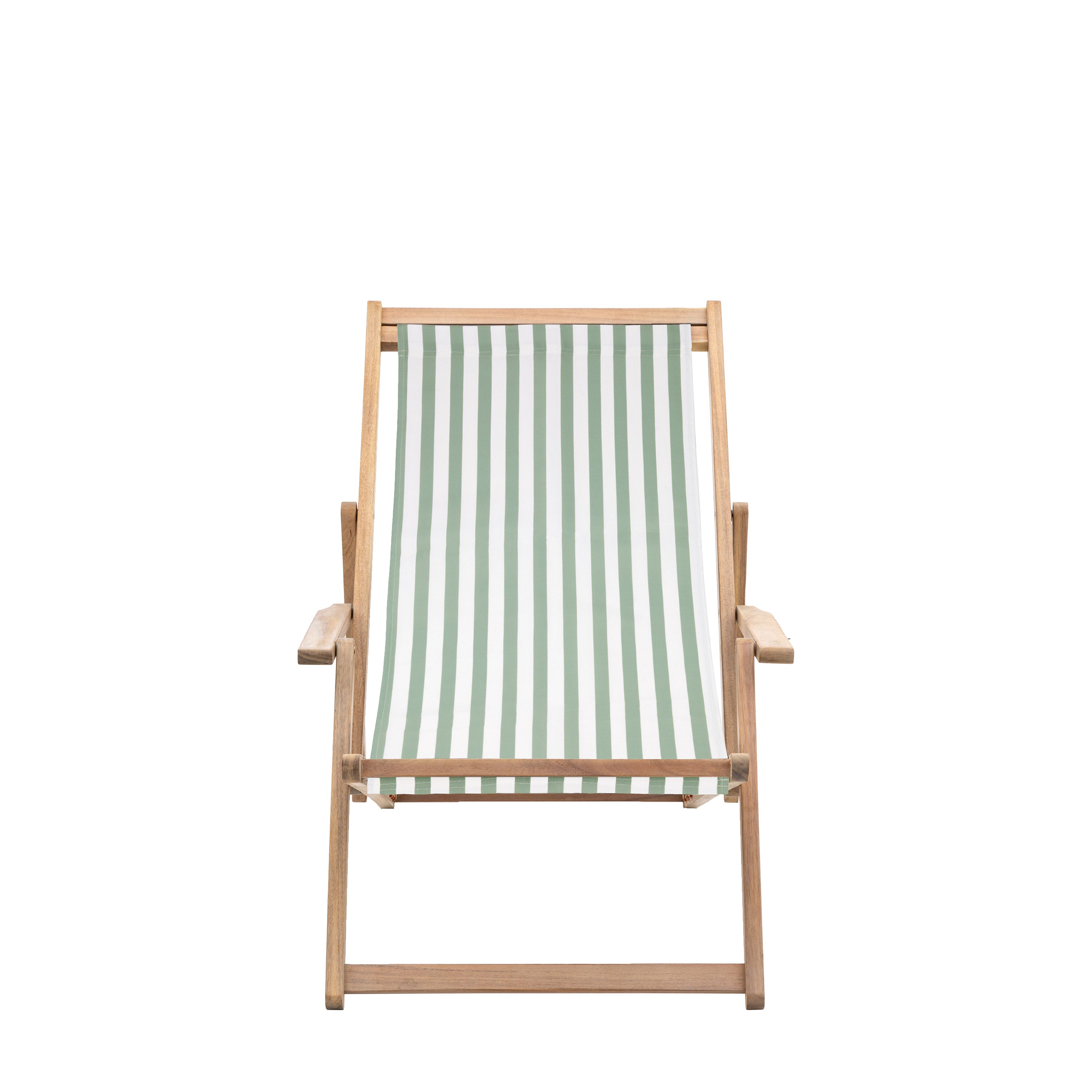 Creta Deck Chair Verde Stripe - Acacia / Polyester Fabric | Migo Interiors