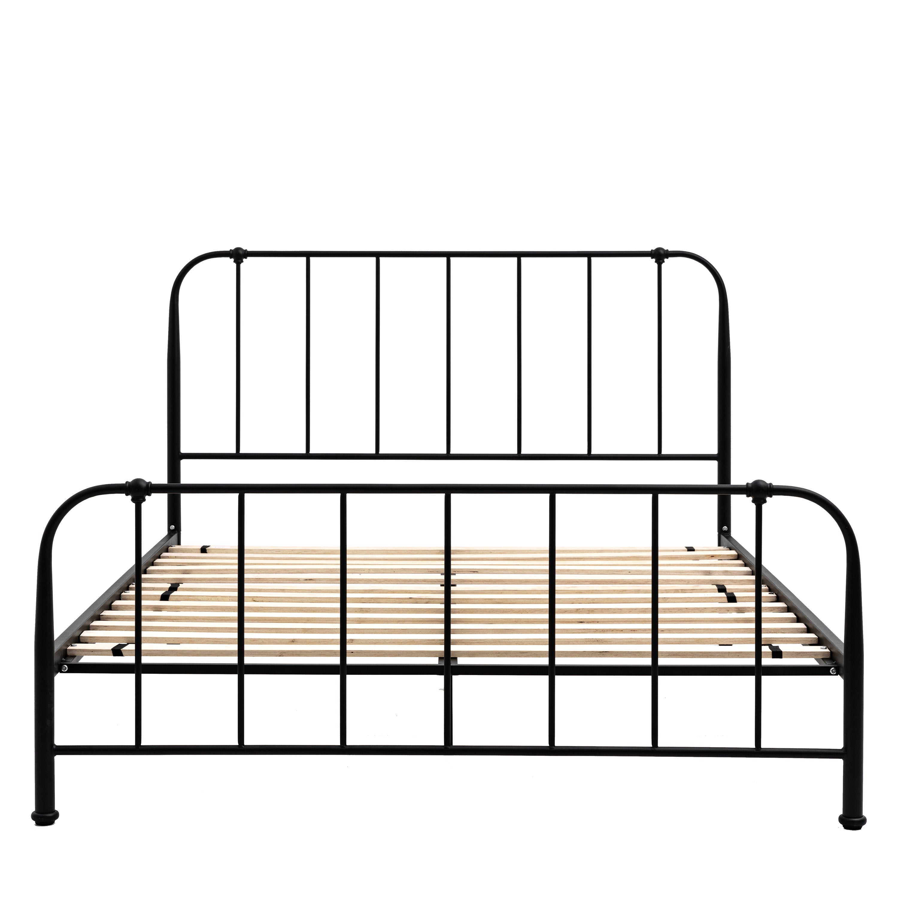 Loughton 5' Bedstead Black - Mild Steel / Wooden Slat | Migo Interiors