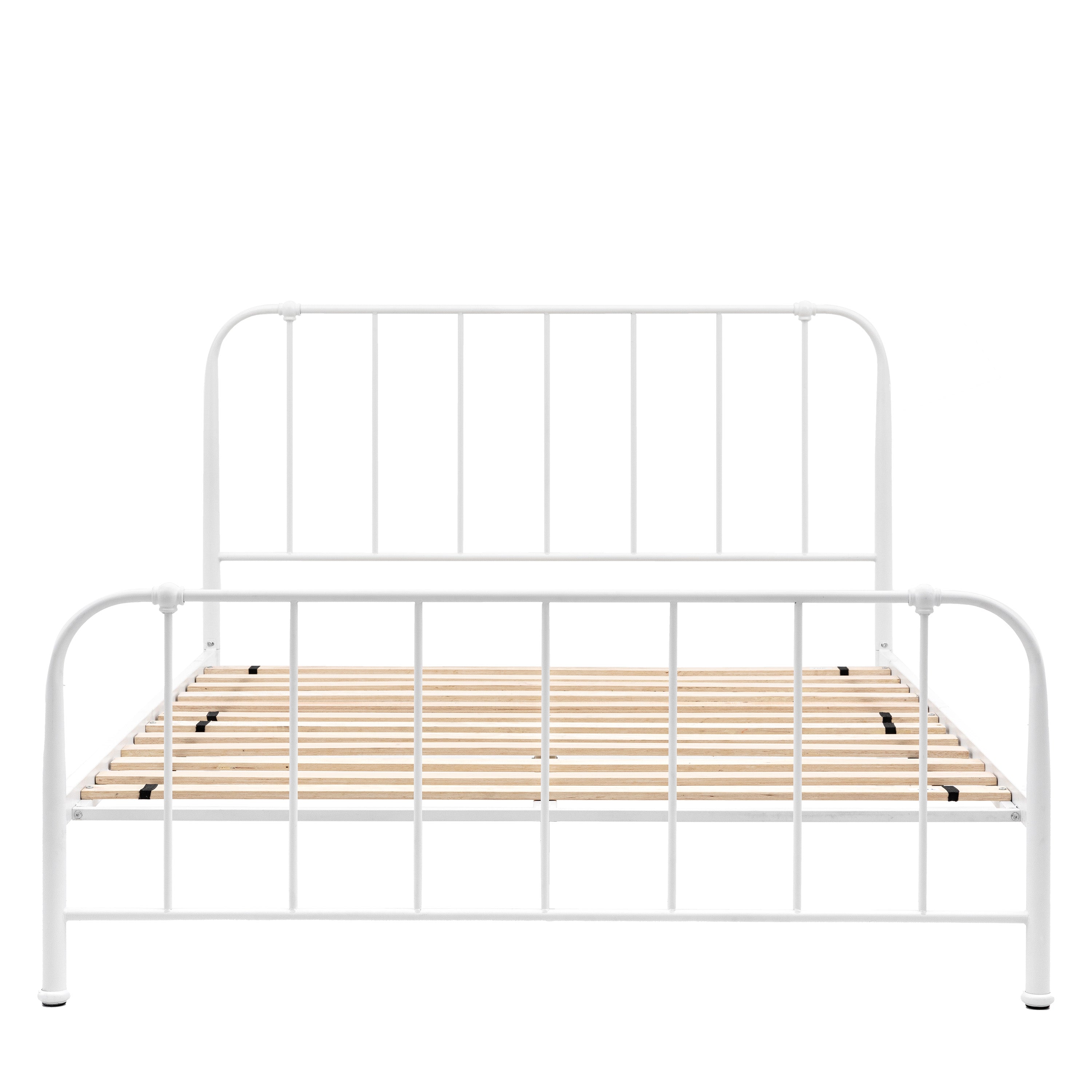 Loughton 5' Bedstead Ivory - Mild Steel / Wooden Slat | Migo Interiors