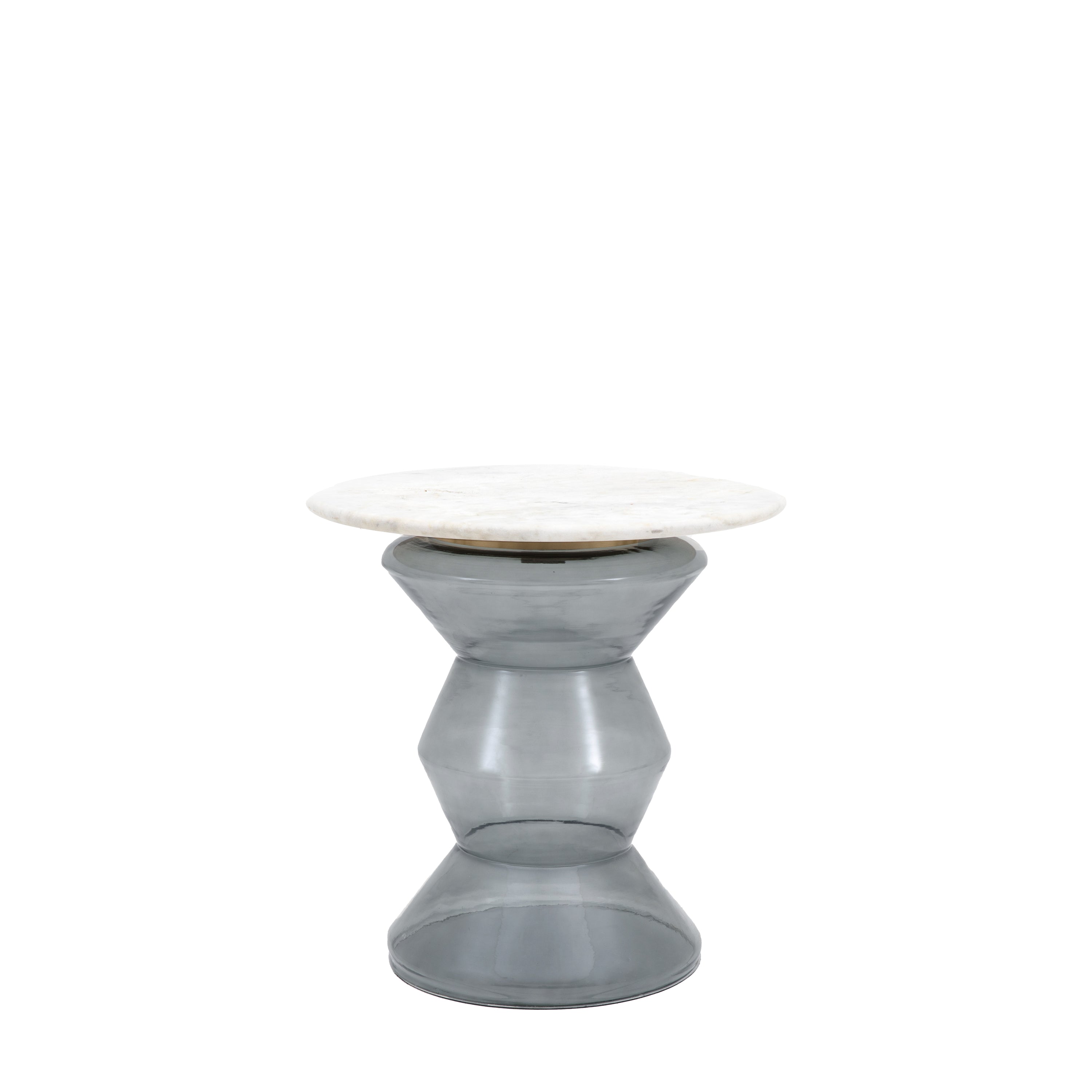 Turin Side Table Smoke - Glass / Marble / Aluminium | Migo Interiors