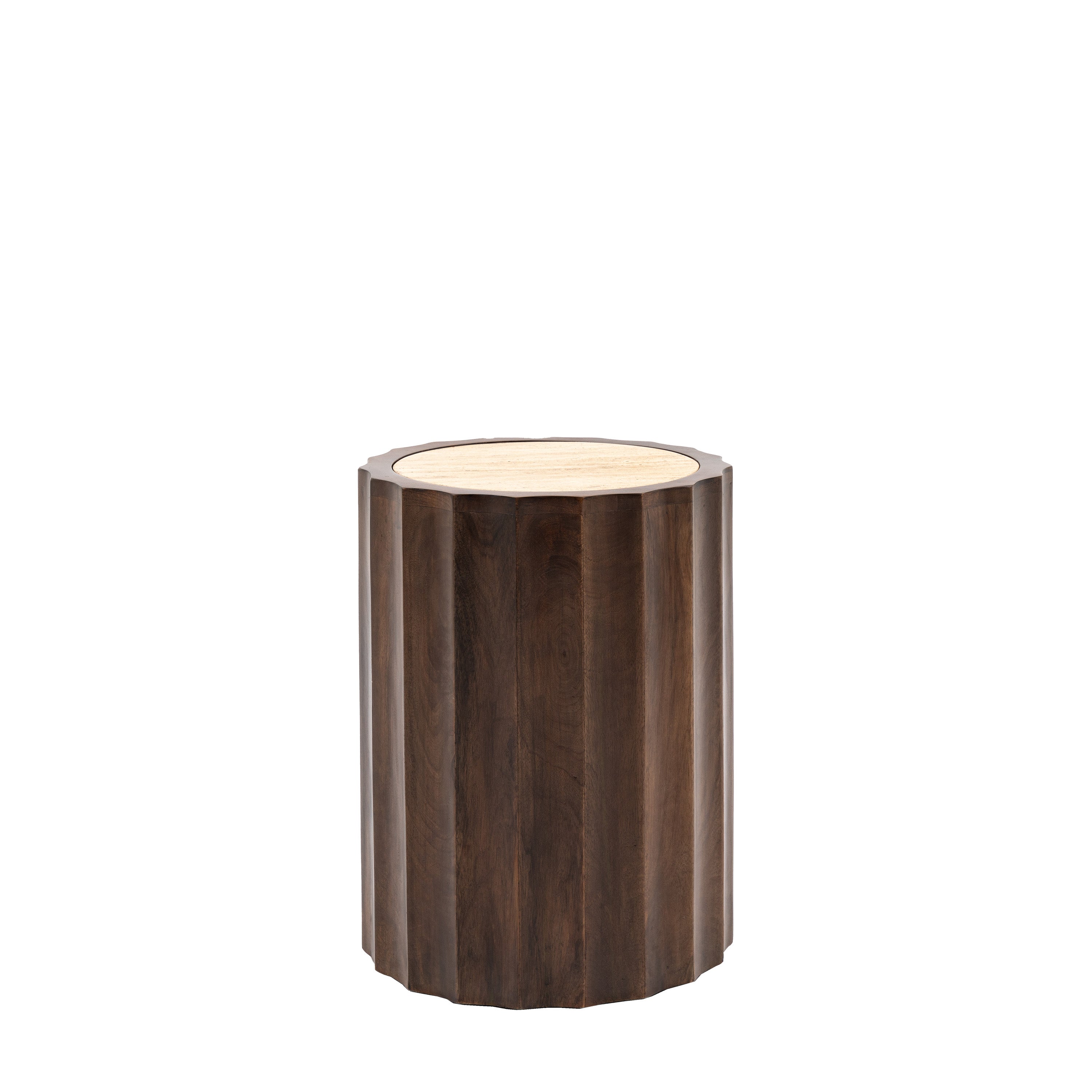 Cascia Side Table - Travertine / Mango Wood | Migo Interiors